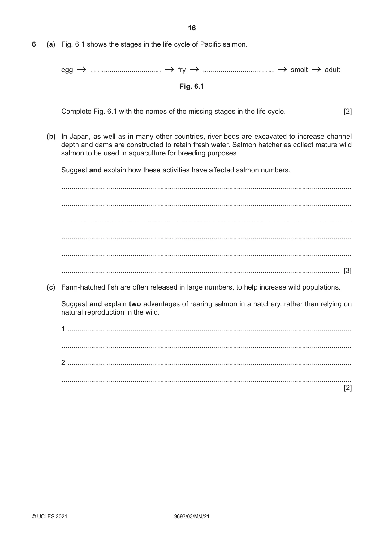 Cambridge A Level Marine Science 9693 2021 May/June Paper 3 · Variant 0 question paper, page 16 of 20