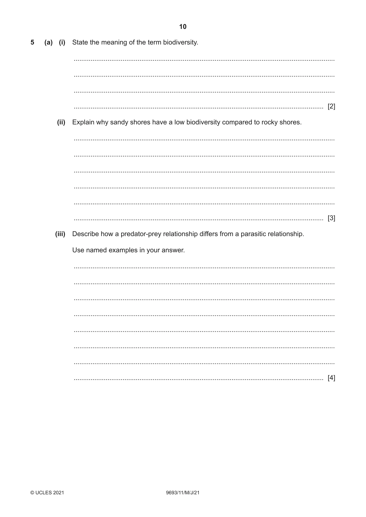 Cambridge A Level Marine Science 9693 2021 May/June Paper 1 · Variant 1 question paper, page 10 of 16