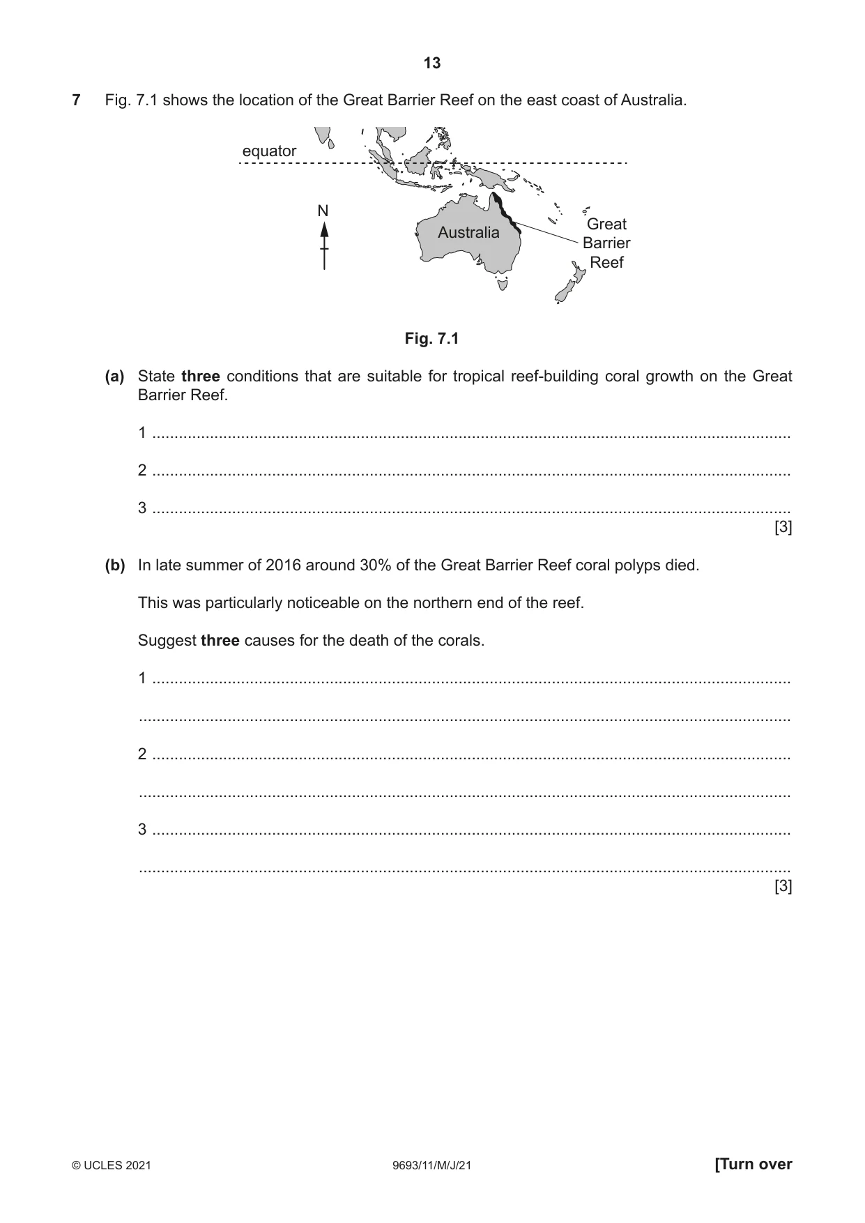 Cambridge A Level Marine Science 9693 2021 May/June Paper 1 · Variant 1 question paper, page 13 of 16