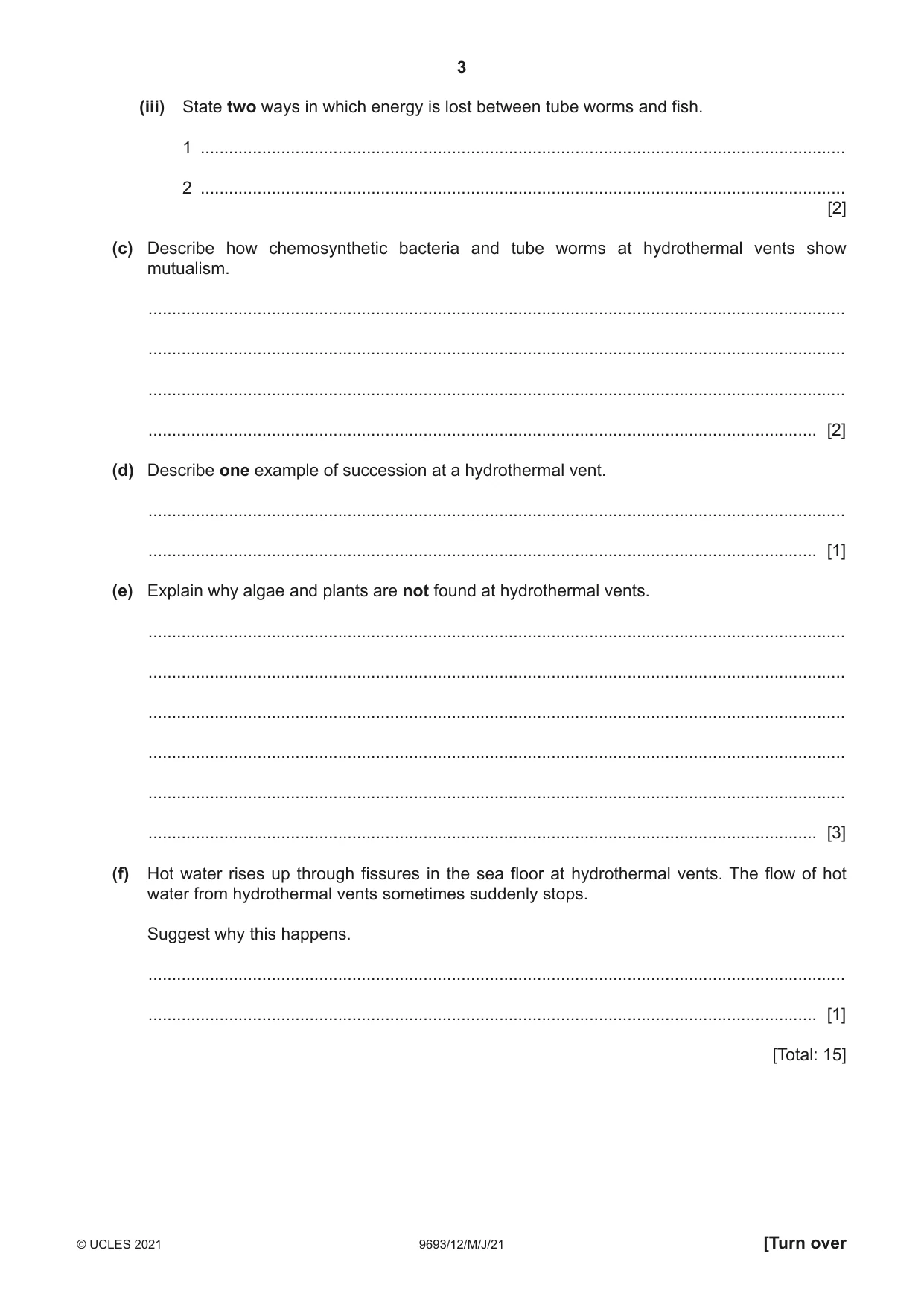 Cambridge A Level Marine Science 9693 2021 May/June Paper 1 · Variant 2 question paper, page 3 of 16