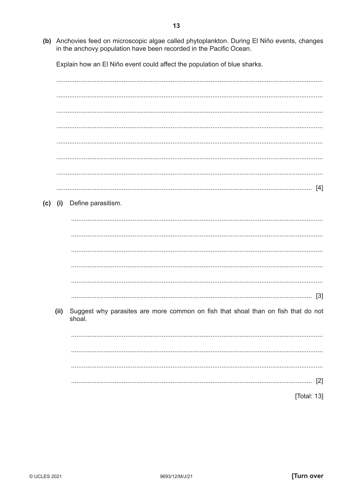 Cambridge A Level Marine Science 9693 2021 May/June Paper 1 · Variant 2 question paper, page 13 of 16