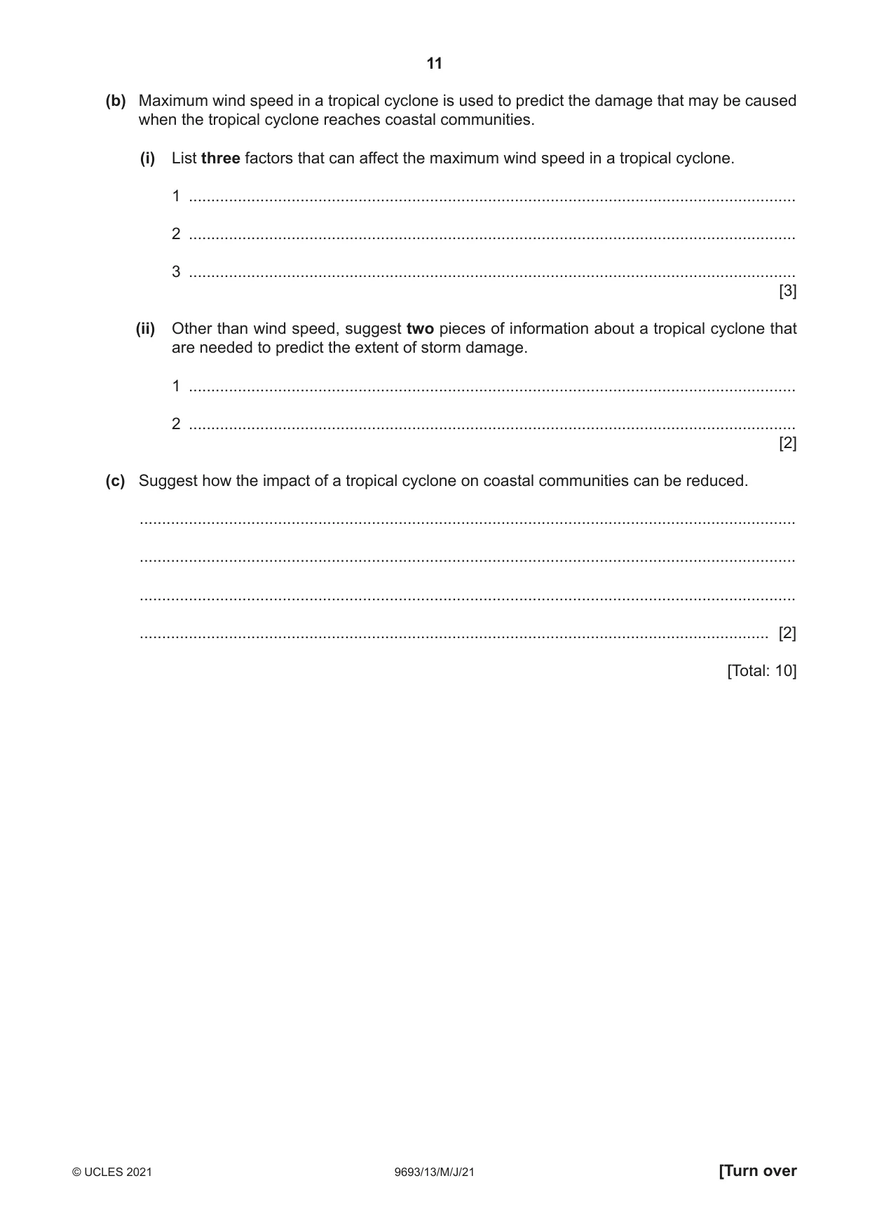 Cambridge A Level Marine Science 9693 2021 May/June Paper 1 · Variant 3 question paper, page 11 of 16