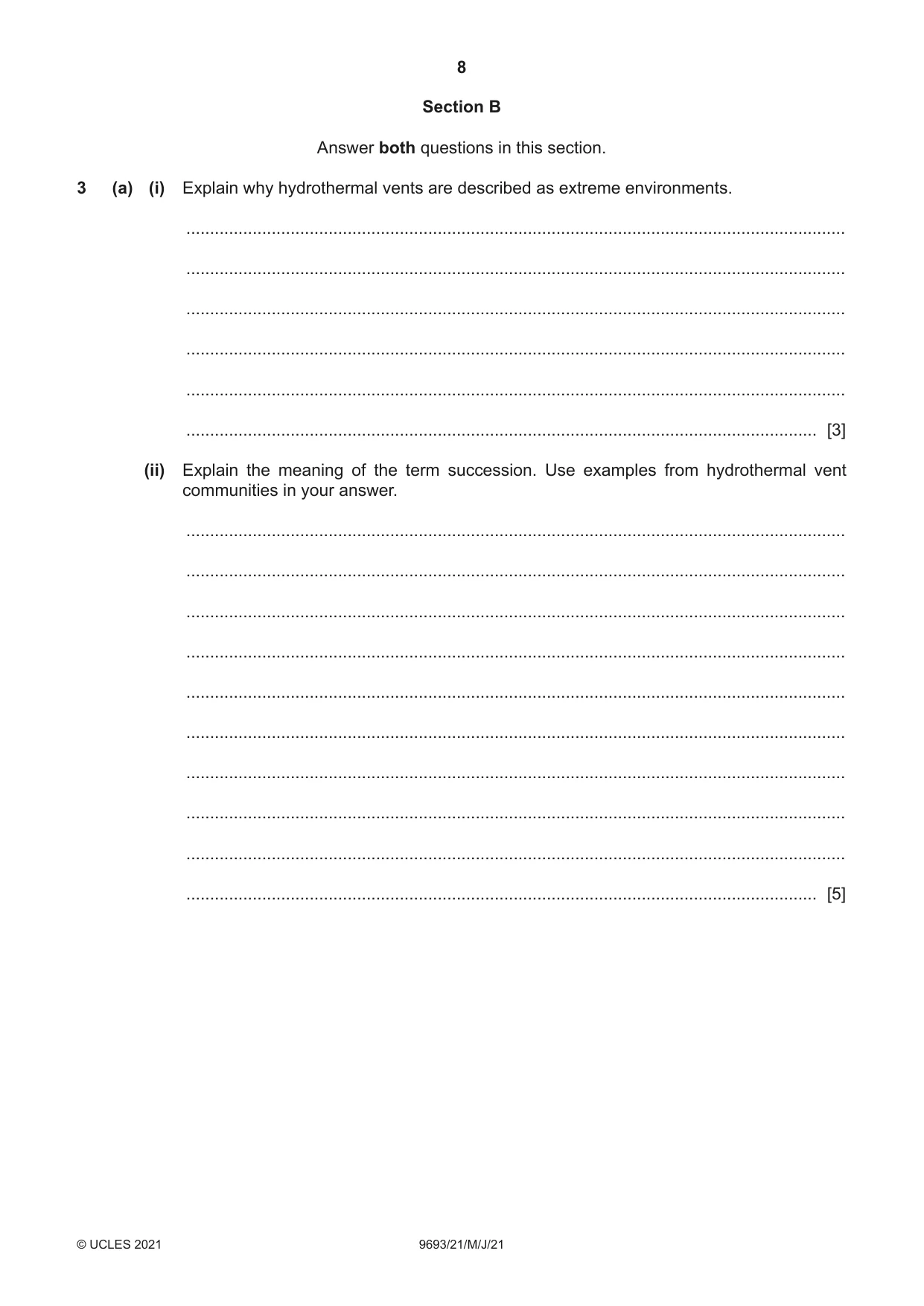 Cambridge A Level Marine Science 9693 2021 May/June Paper 2 · Variant 1 question paper, page 8 of 12