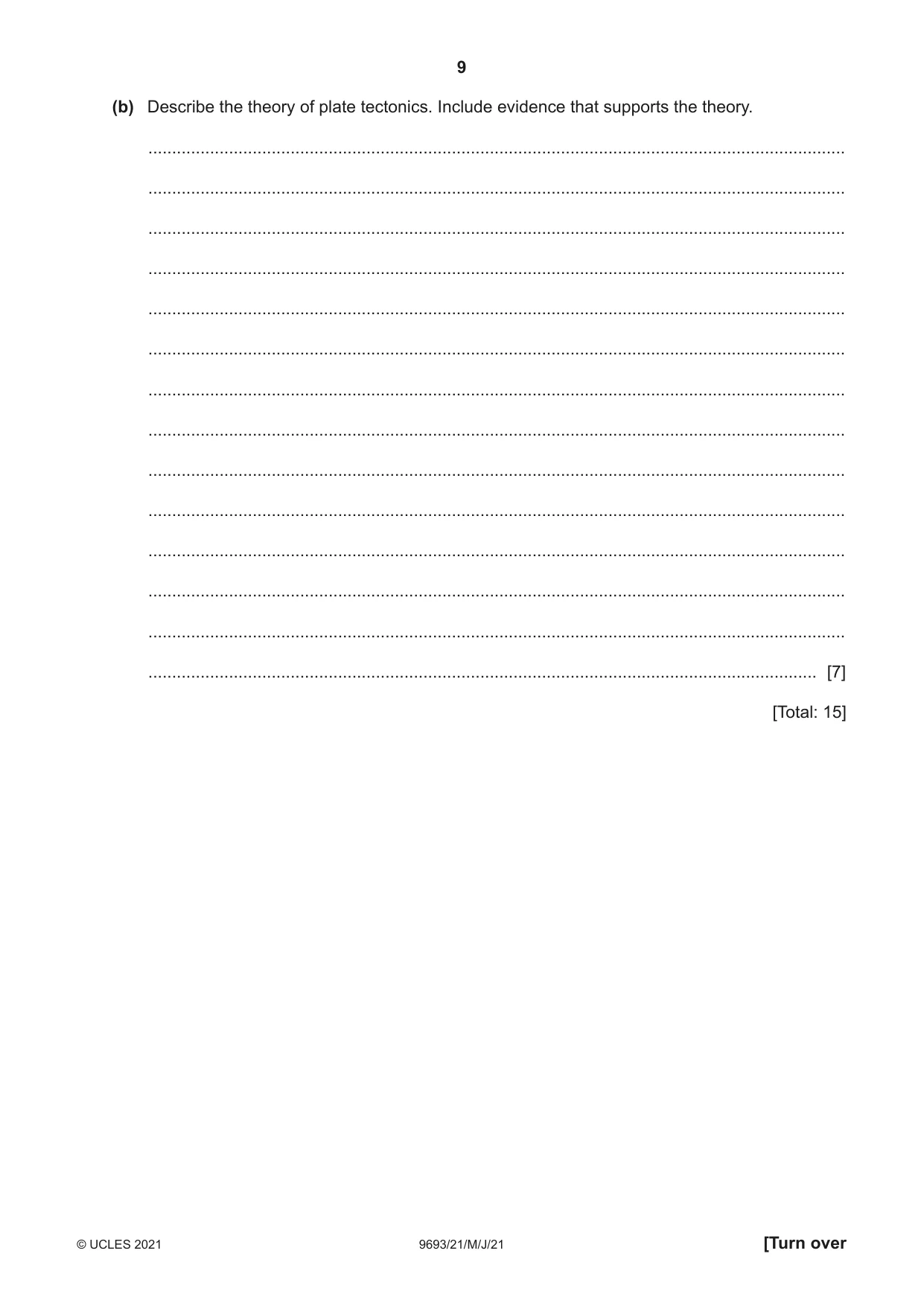 Cambridge A Level Marine Science 9693 2021 May/June Paper 2 · Variant 1 question paper, page 9 of 12