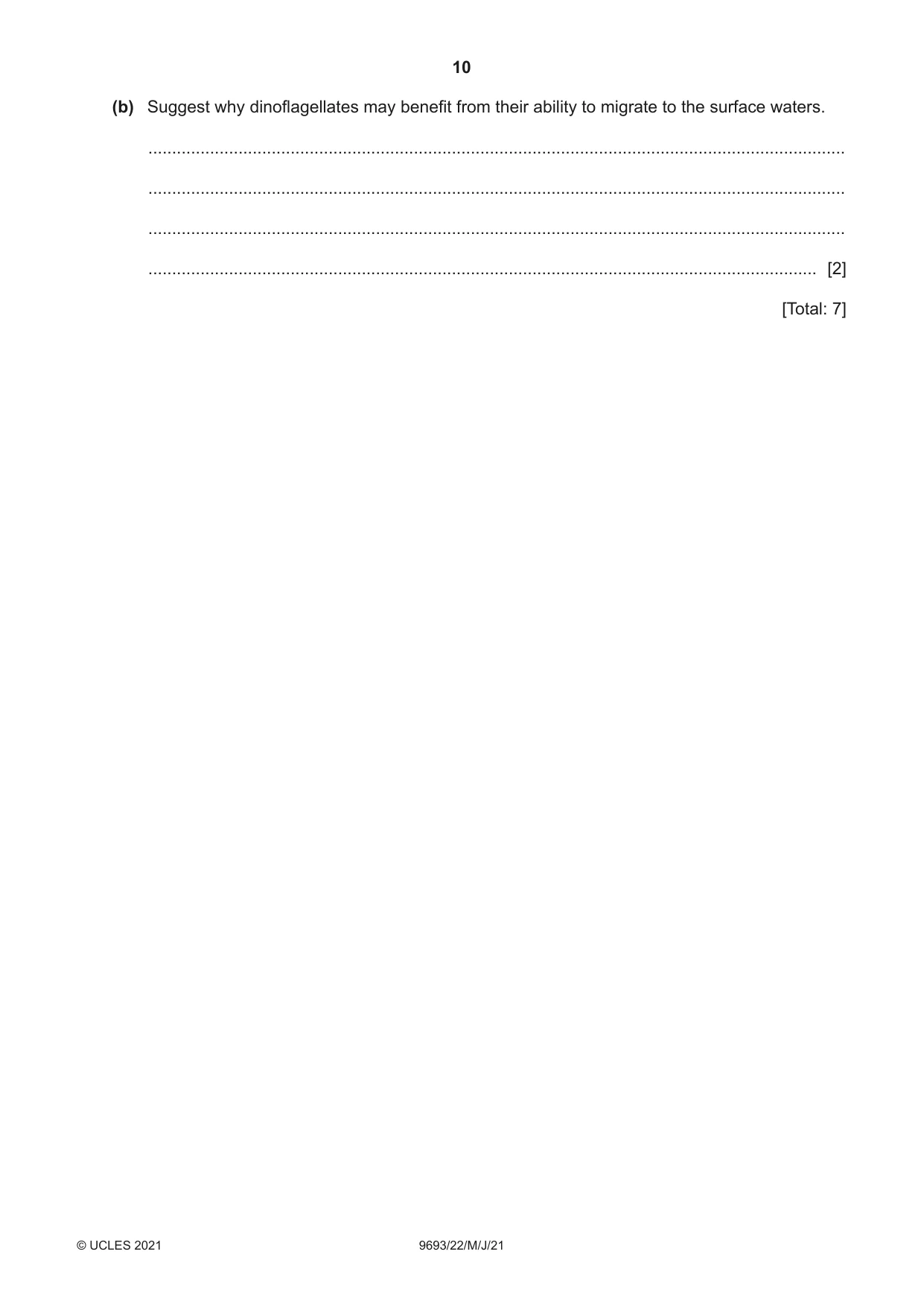 Cambridge A Level Marine Science 9693 2021 May/June Paper 2 · Variant 2 question paper, page 10 of 16