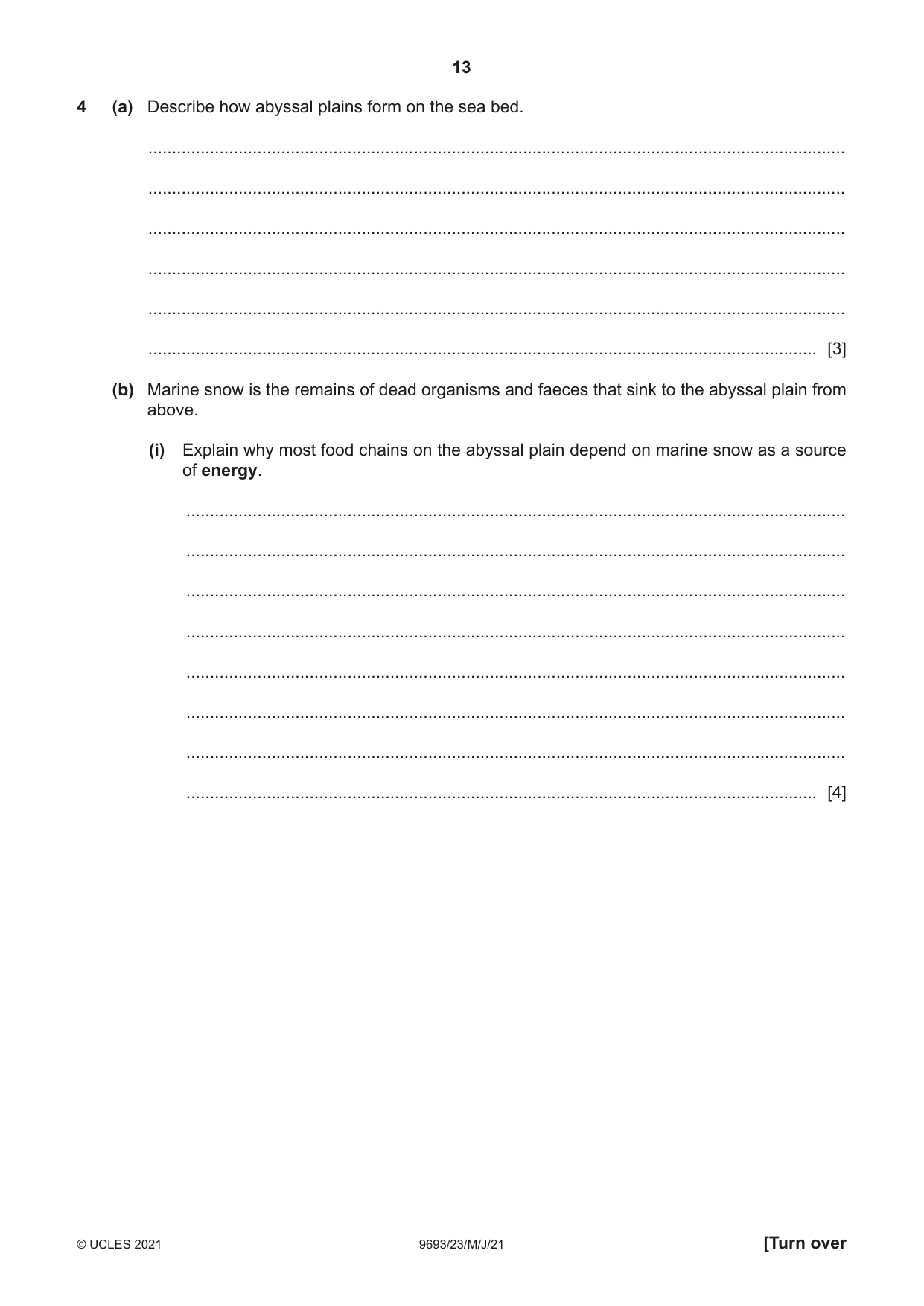 Cambridge A Level Marine Science 9693 2021 May/June Paper 2 · Variant 3 question paper, page 13 of 16