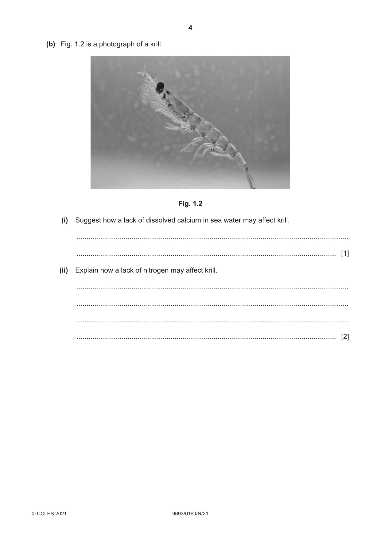 Cambridge A Level Marine Science 9693 2021 Oct/Nov Paper 1 · Variant 0 question paper, page 4 of 20