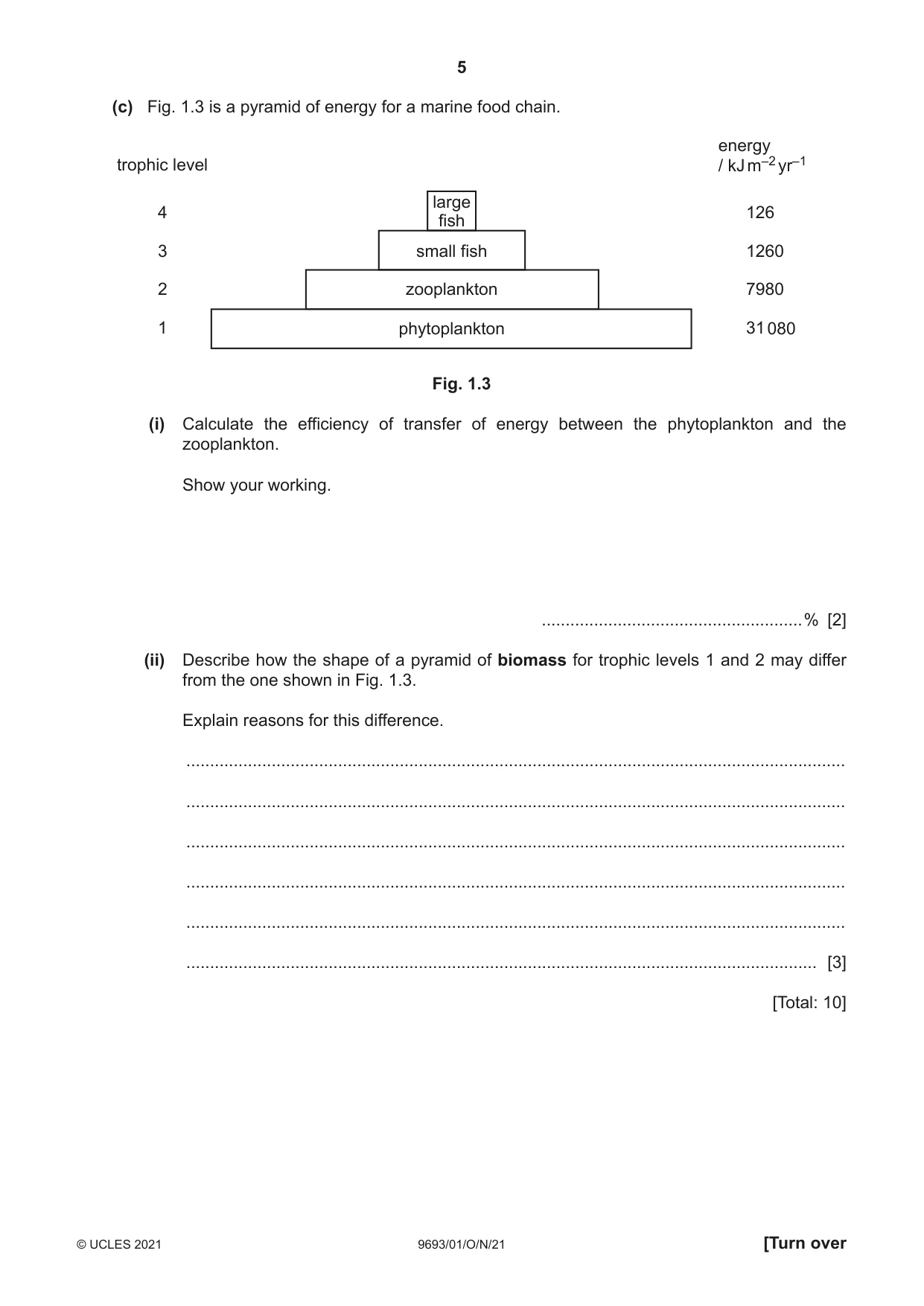 Cambridge A Level Marine Science 9693 2021 Oct/Nov Paper 1 · Variant 0 question paper, page 5 of 20