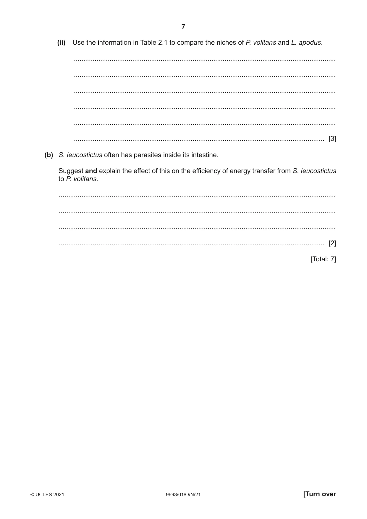 Cambridge A Level Marine Science 9693 2021 Oct/Nov Paper 1 · Variant 0 question paper, page 7 of 20