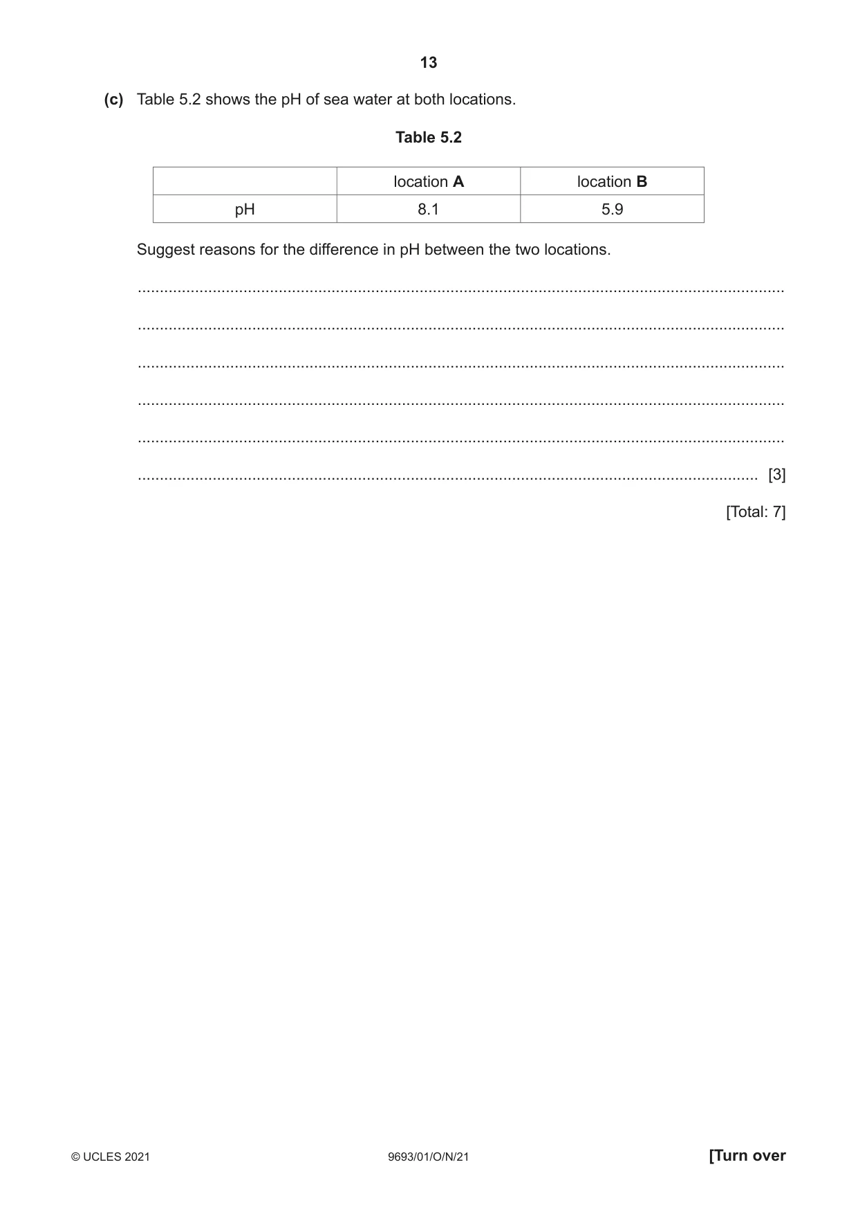 Cambridge A Level Marine Science 9693 2021 Oct/Nov Paper 1 · Variant 0 question paper, page 13 of 20