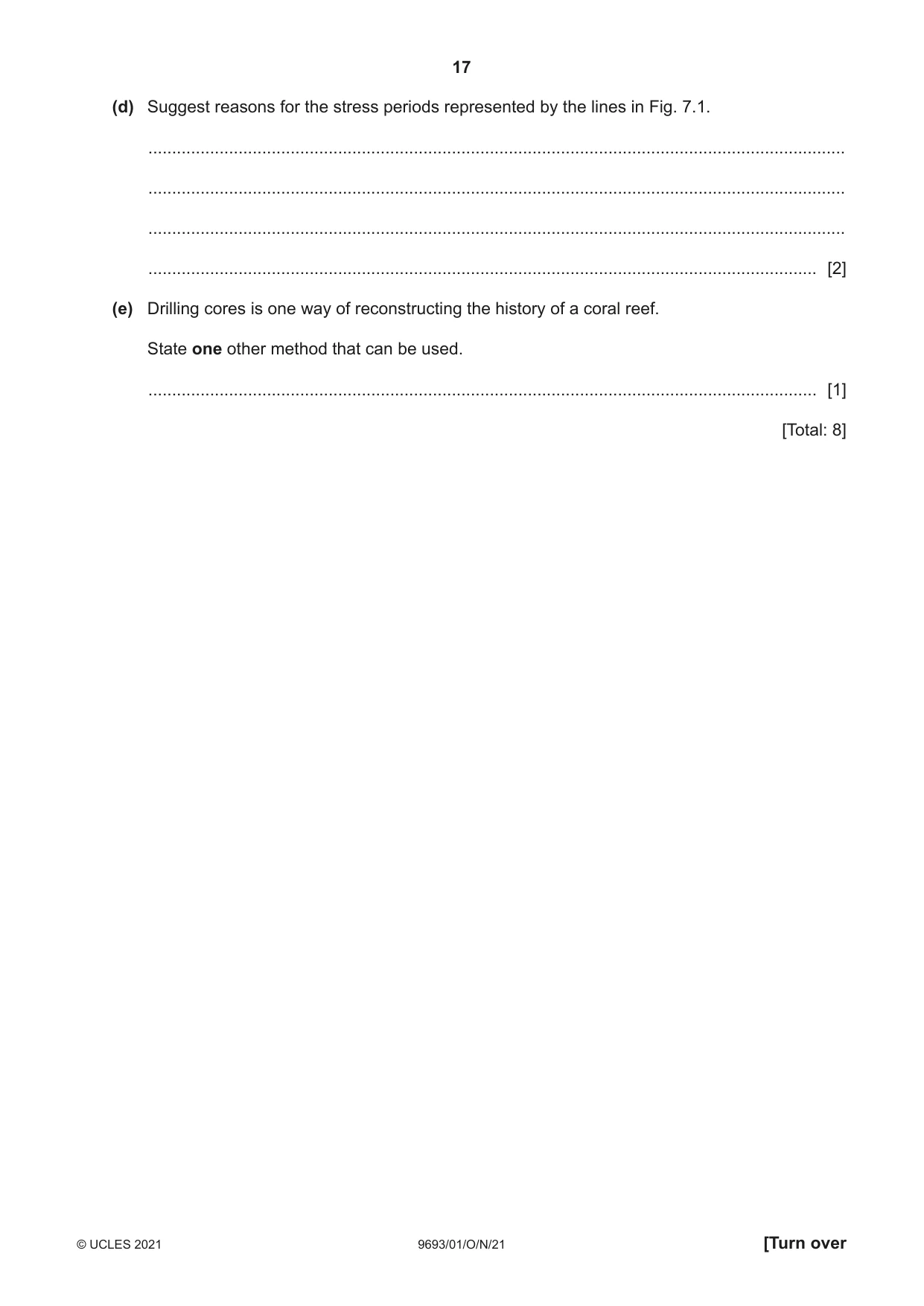 Cambridge A Level Marine Science 9693 2021 Oct/Nov Paper 1 · Variant 0 question paper, page 17 of 20