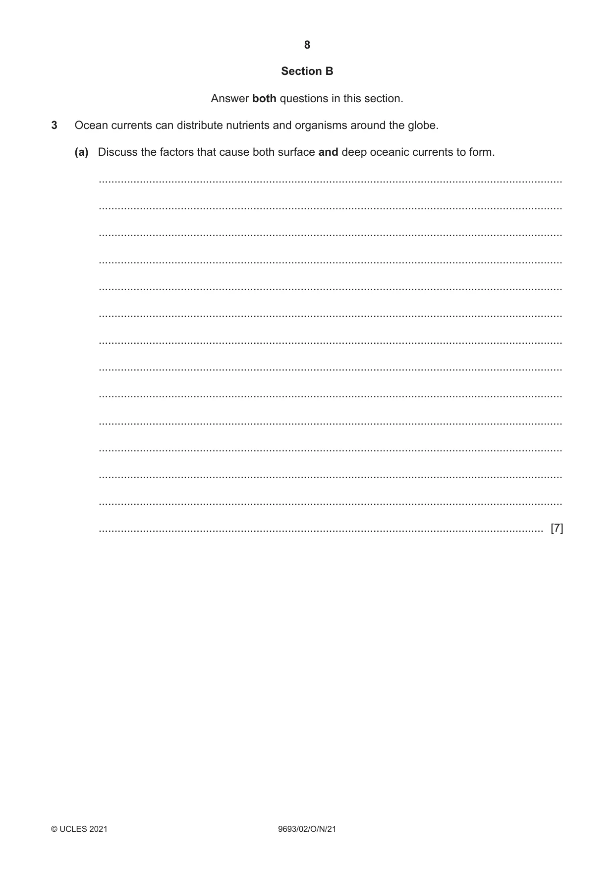 Cambridge A Level Marine Science 9693 2021 Oct/Nov Paper 2 · Variant 0 question paper, page 8 of 12
