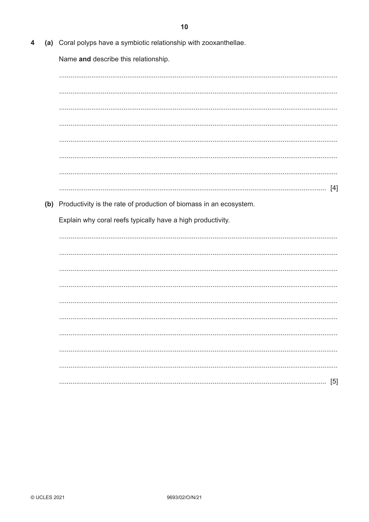 Cambridge A Level Marine Science 9693 2021 Oct/Nov Paper 2 · Variant 0 question paper, page 10 of 12