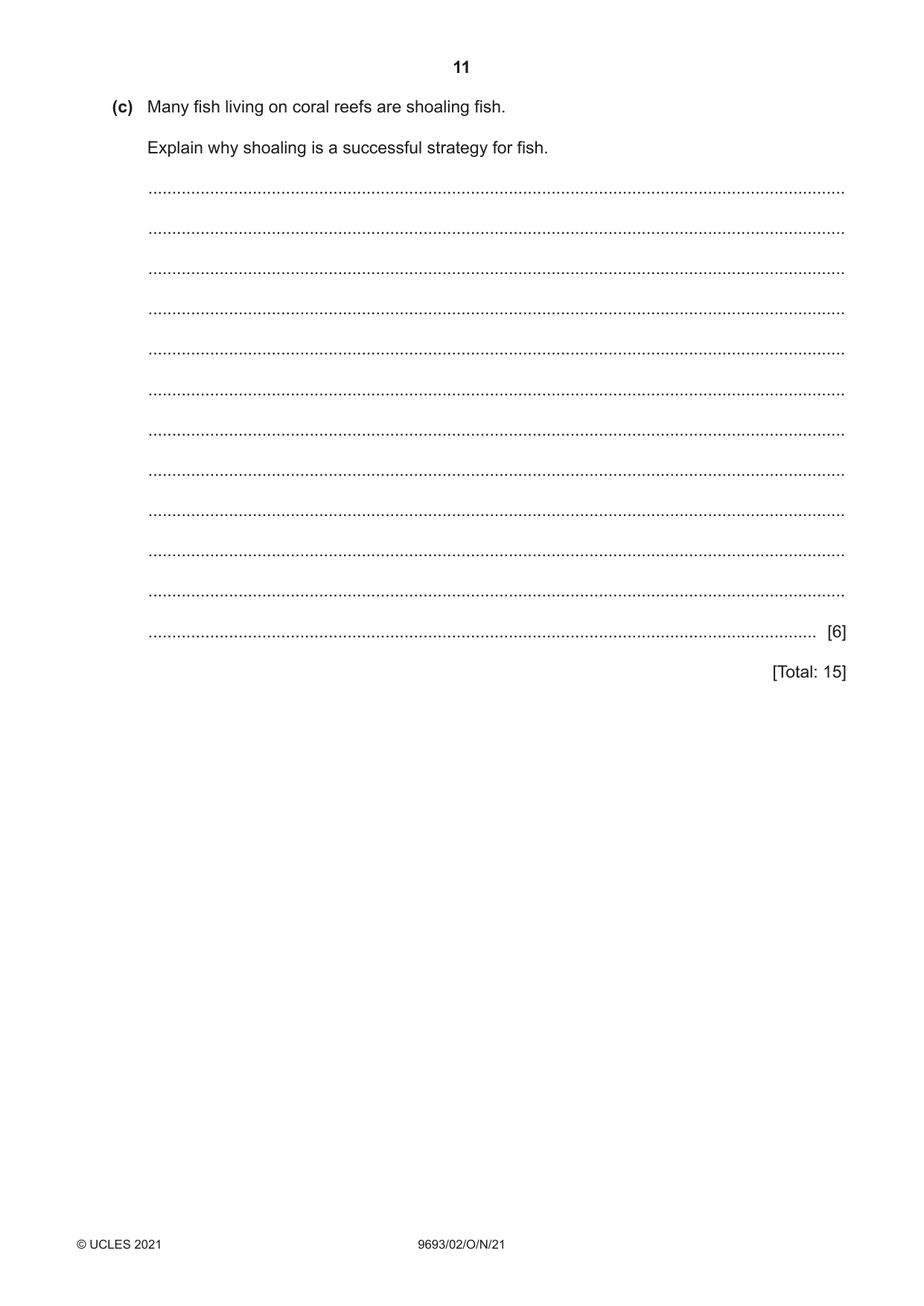 Cambridge A Level Marine Science 9693 2021 Oct/Nov Paper 2 · Variant 0 question paper, page 11 of 12