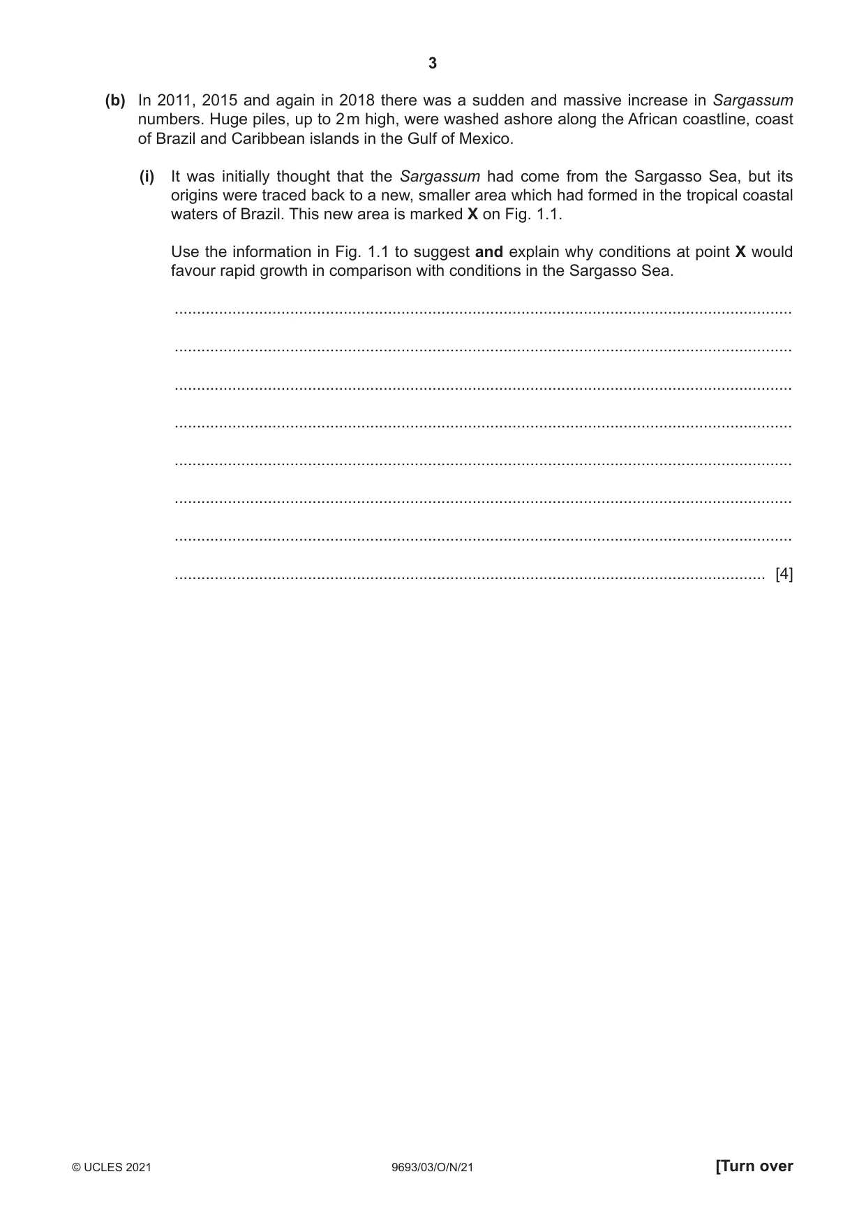 Cambridge A Level Marine Science 9693 2021 Oct/Nov Paper 3 · Variant 0 question paper, page 3 of 20