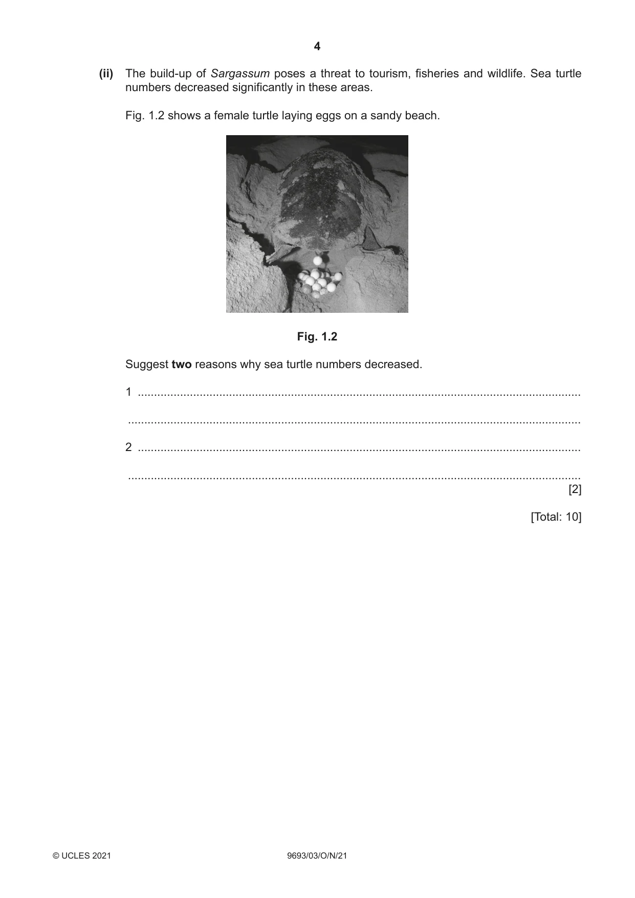 Cambridge A Level Marine Science 9693 2021 Oct/Nov Paper 3 · Variant 0 question paper, page 4 of 20