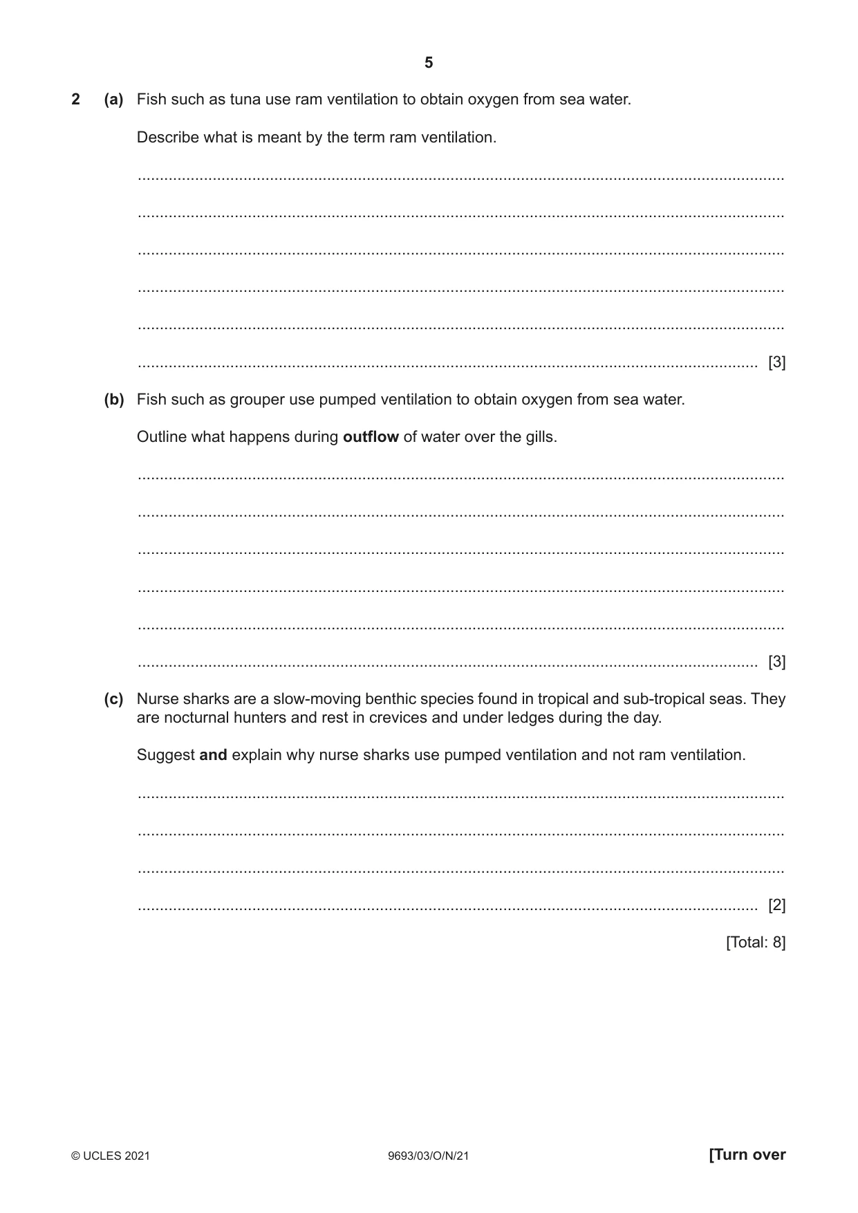 Cambridge A Level Marine Science 9693 2021 Oct/Nov Paper 3 · Variant 0 question paper, page 5 of 20
