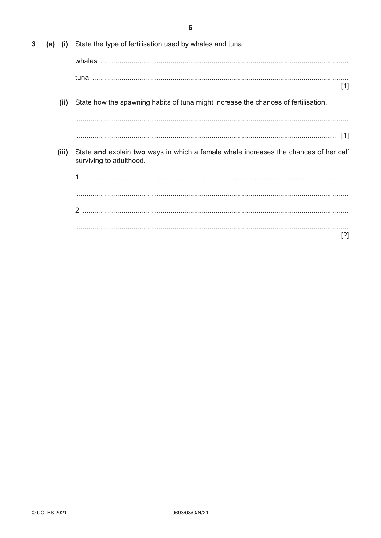 Cambridge A Level Marine Science 9693 2021 Oct/Nov Paper 3 · Variant 0 question paper, page 6 of 20