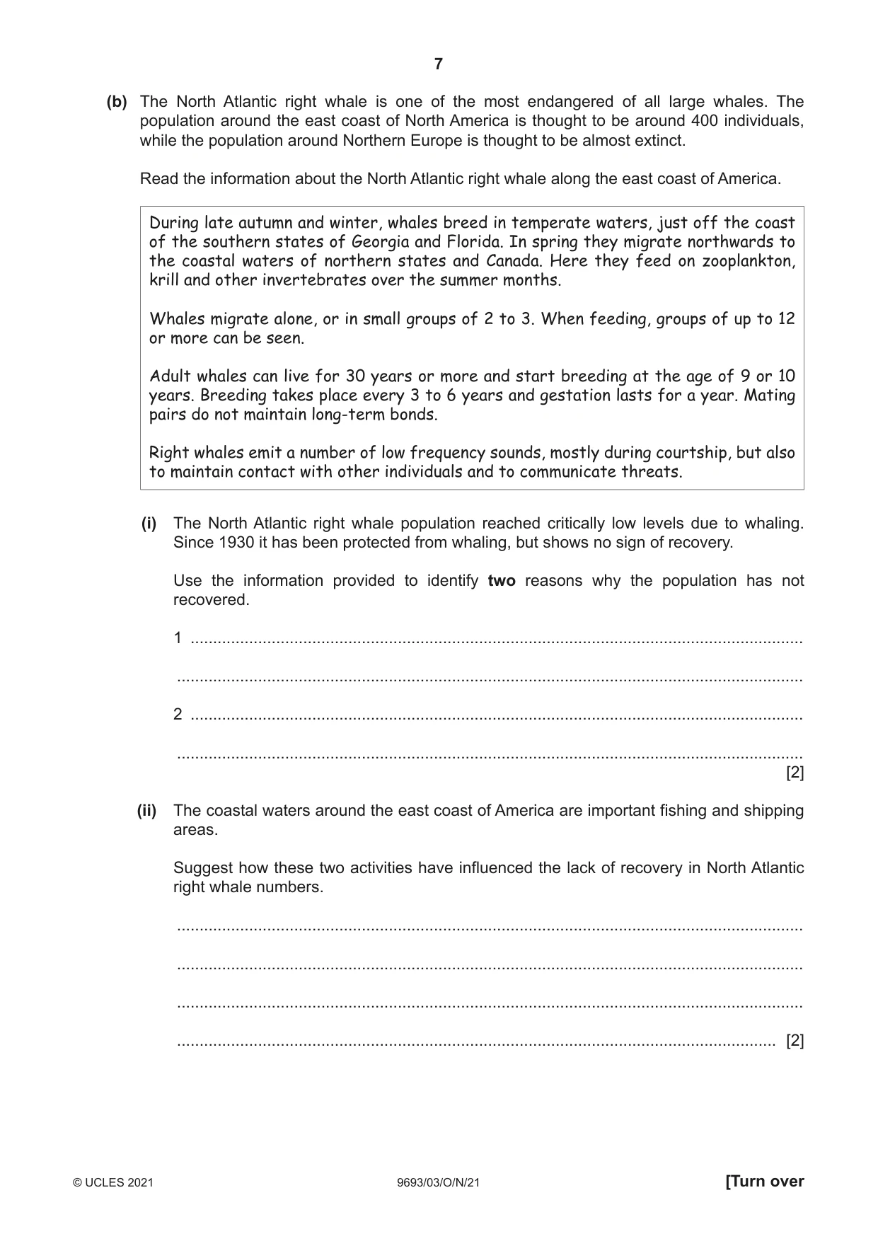 Cambridge A Level Marine Science 9693 2021 Oct/Nov Paper 3 · Variant 0 question paper, page 7 of 20