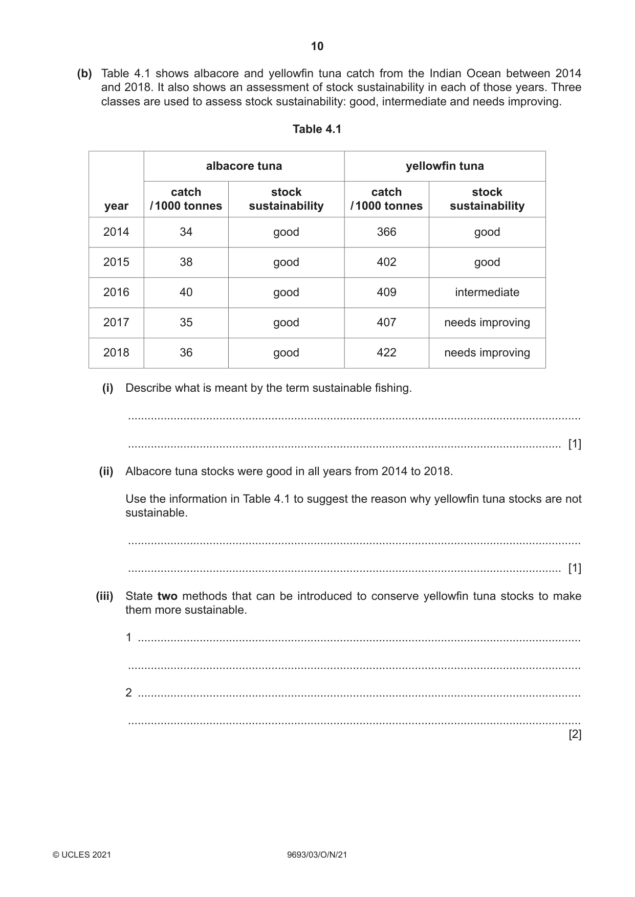 Cambridge A Level Marine Science 9693 2021 Oct/Nov Paper 3 · Variant 0 question paper, page 10 of 20