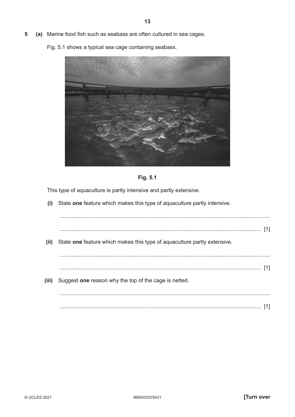 Cambridge A Level Marine Science 9693 2021 Oct/Nov Paper 3 · Variant 0 question paper, page 13 of 20