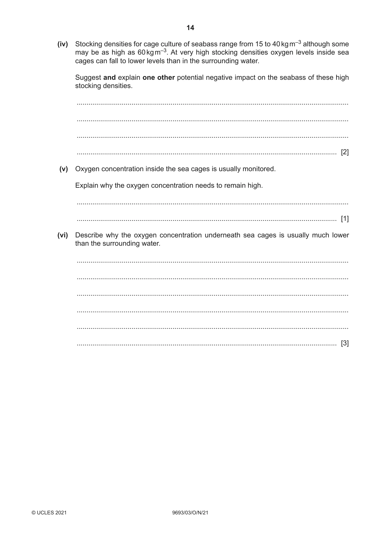 Cambridge A Level Marine Science 9693 2021 Oct/Nov Paper 3 · Variant 0 question paper, page 14 of 20
