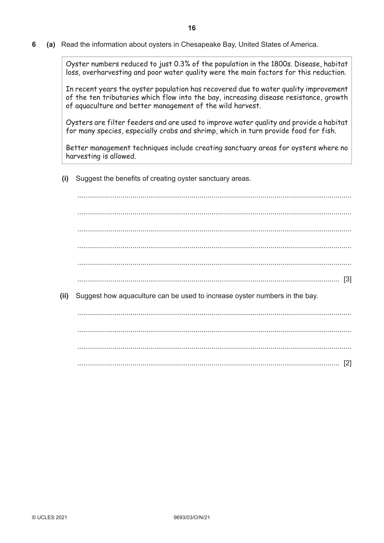 Cambridge A Level Marine Science 9693 2021 Oct/Nov Paper 3 · Variant 0 question paper, page 16 of 20