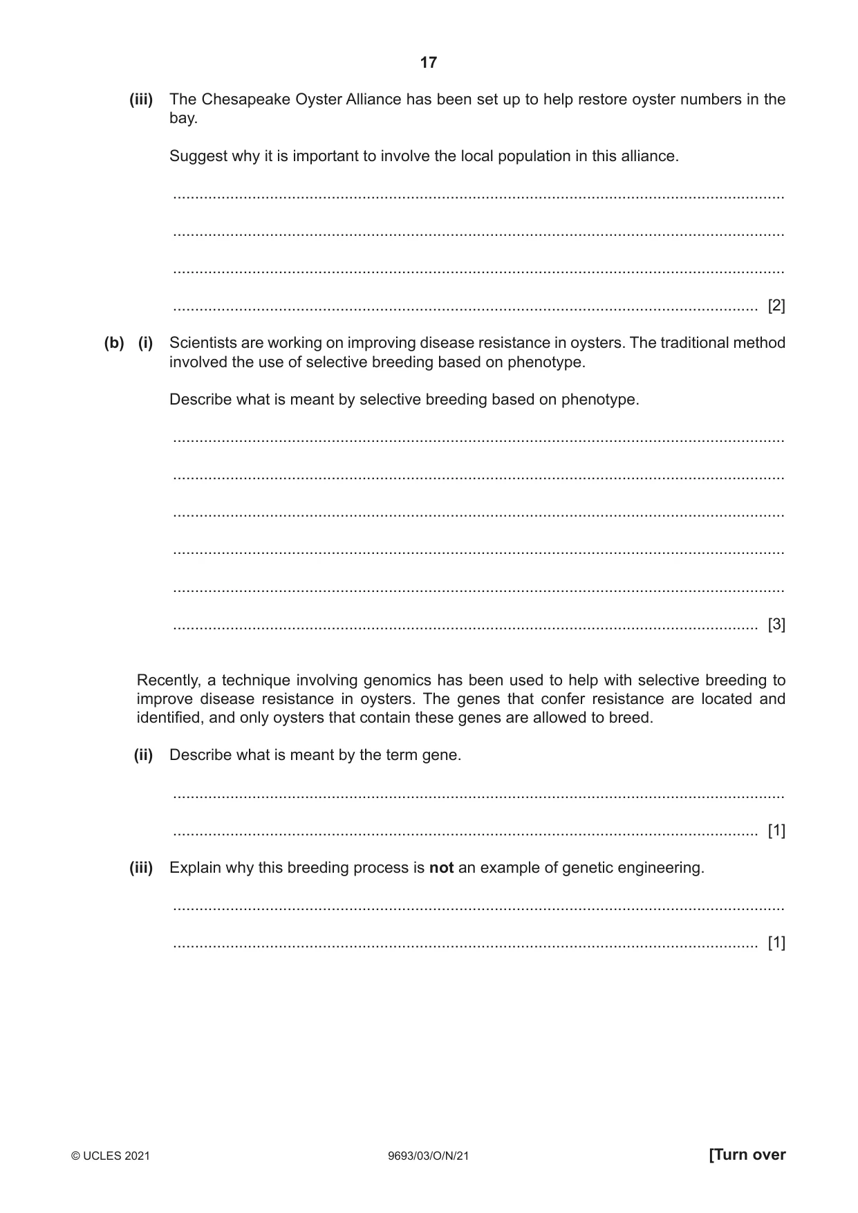 Cambridge A Level Marine Science 9693 2021 Oct/Nov Paper 3 · Variant 0 question paper, page 17 of 20