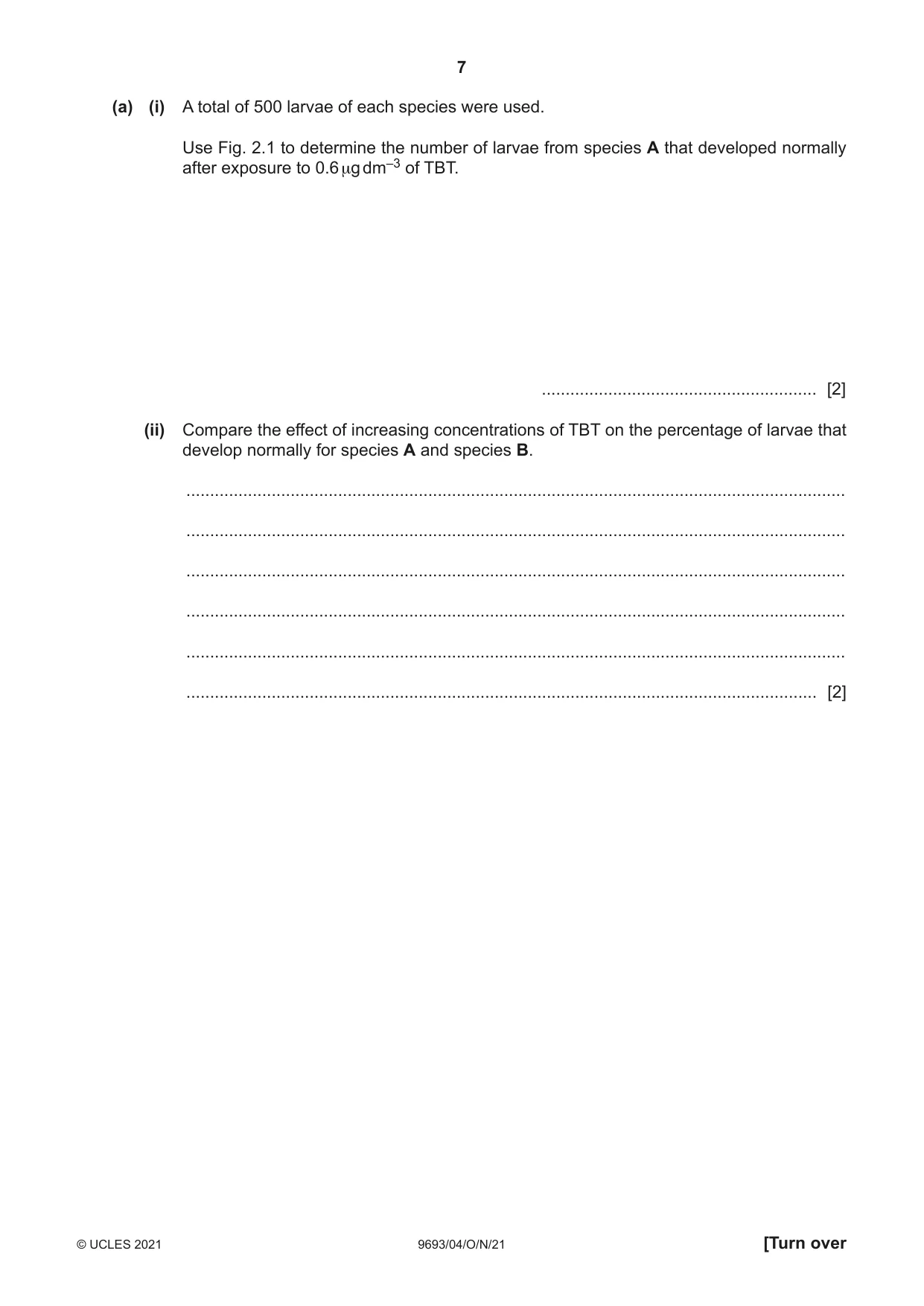 Cambridge A Level Marine Science 9693 2021 Oct/Nov Paper 4 · Variant 0 question paper, page 7 of 16