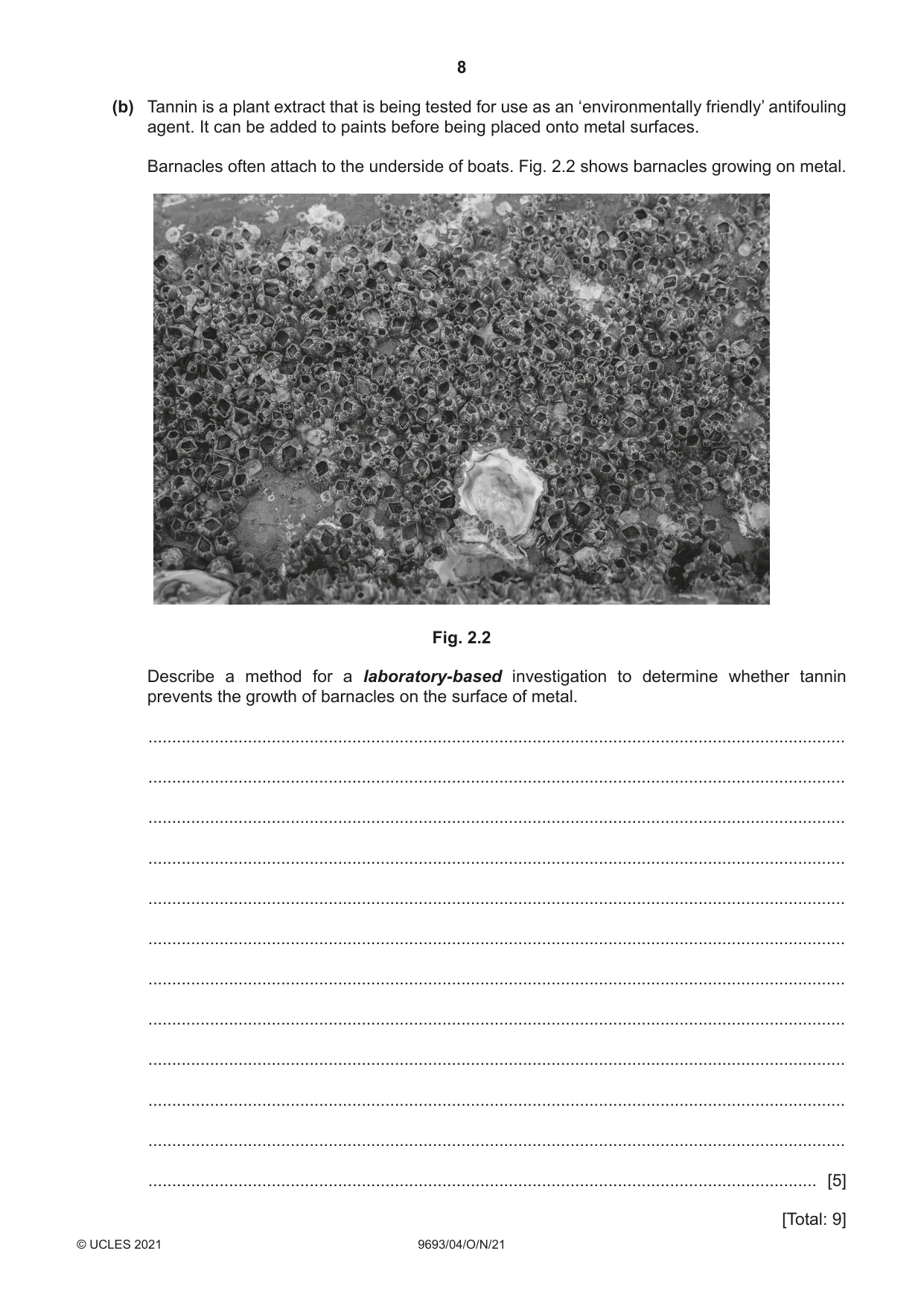 Cambridge A Level Marine Science 9693 2021 Oct/Nov Paper 4 · Variant 0 question paper, page 8 of 16