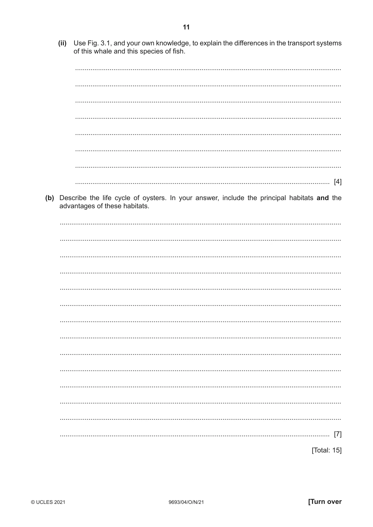 Cambridge A Level Marine Science 9693 2021 Oct/Nov Paper 4 · Variant 0 question paper, page 11 of 16