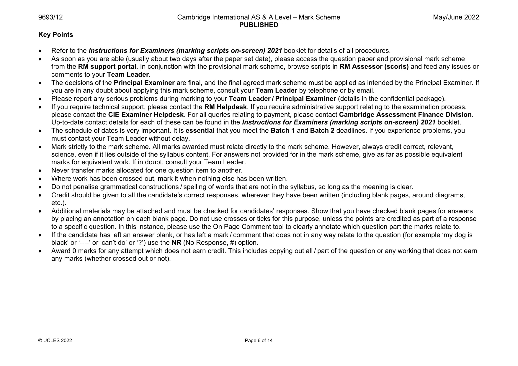 Mark scheme, page 6 of 14
