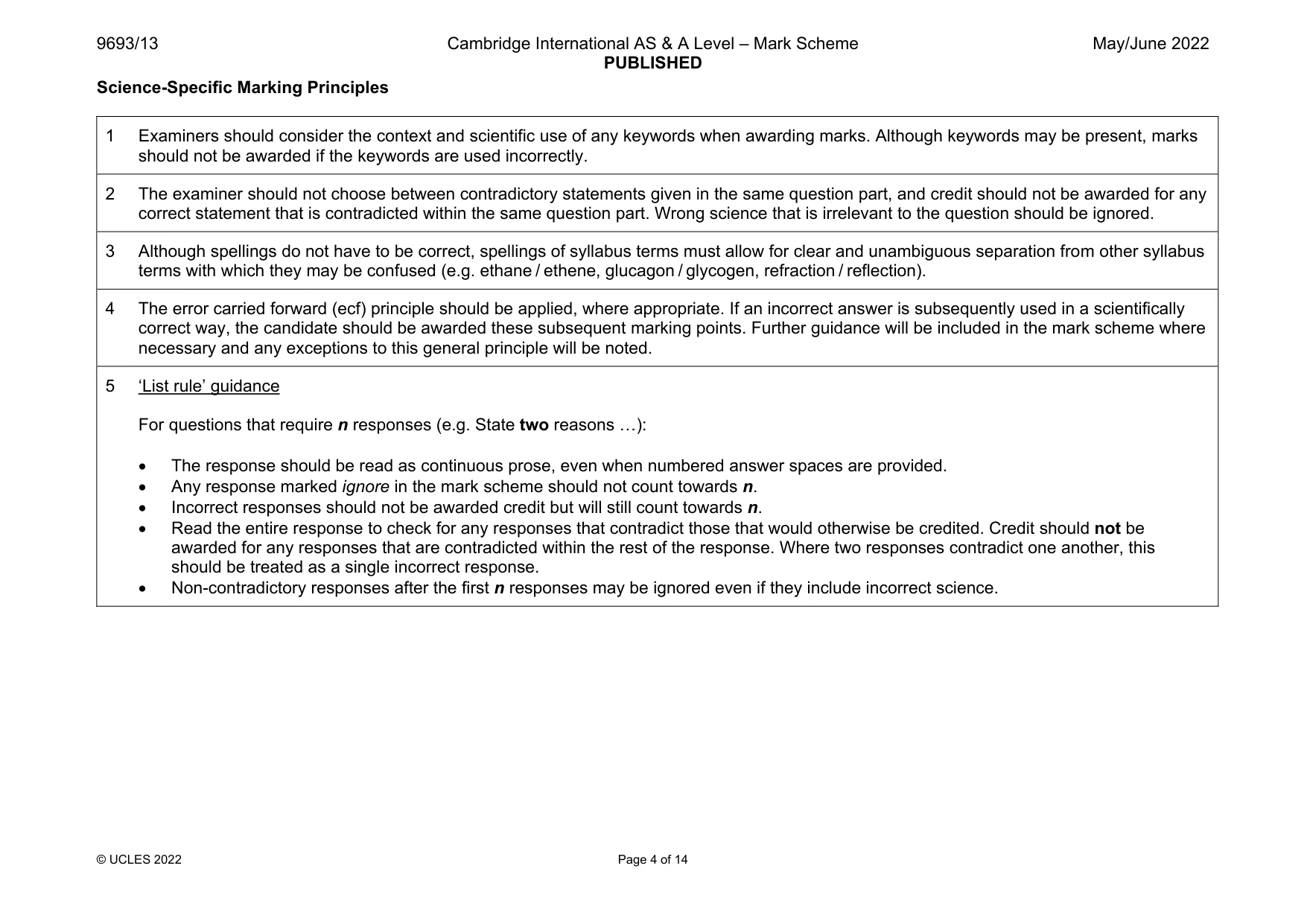 Mark scheme, page 4 of 14