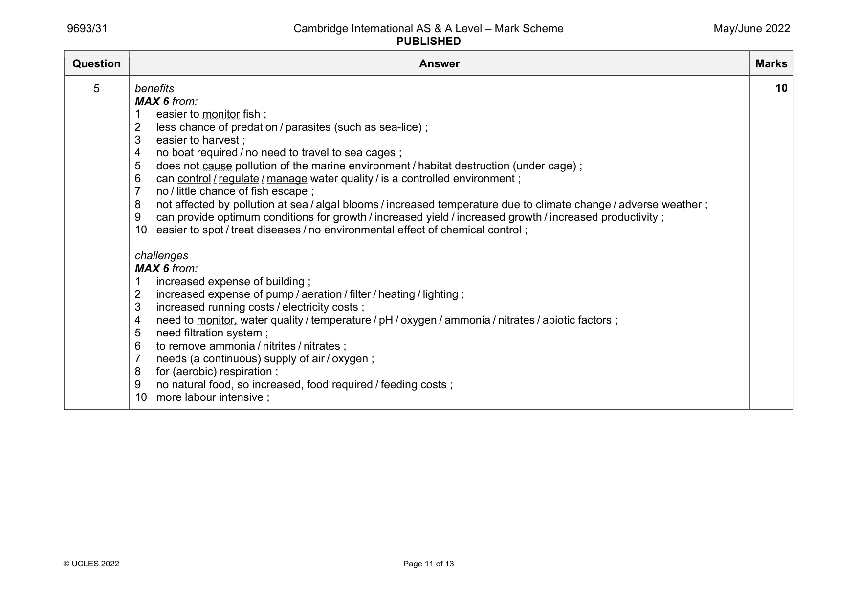 Mark scheme, page 11 of 13