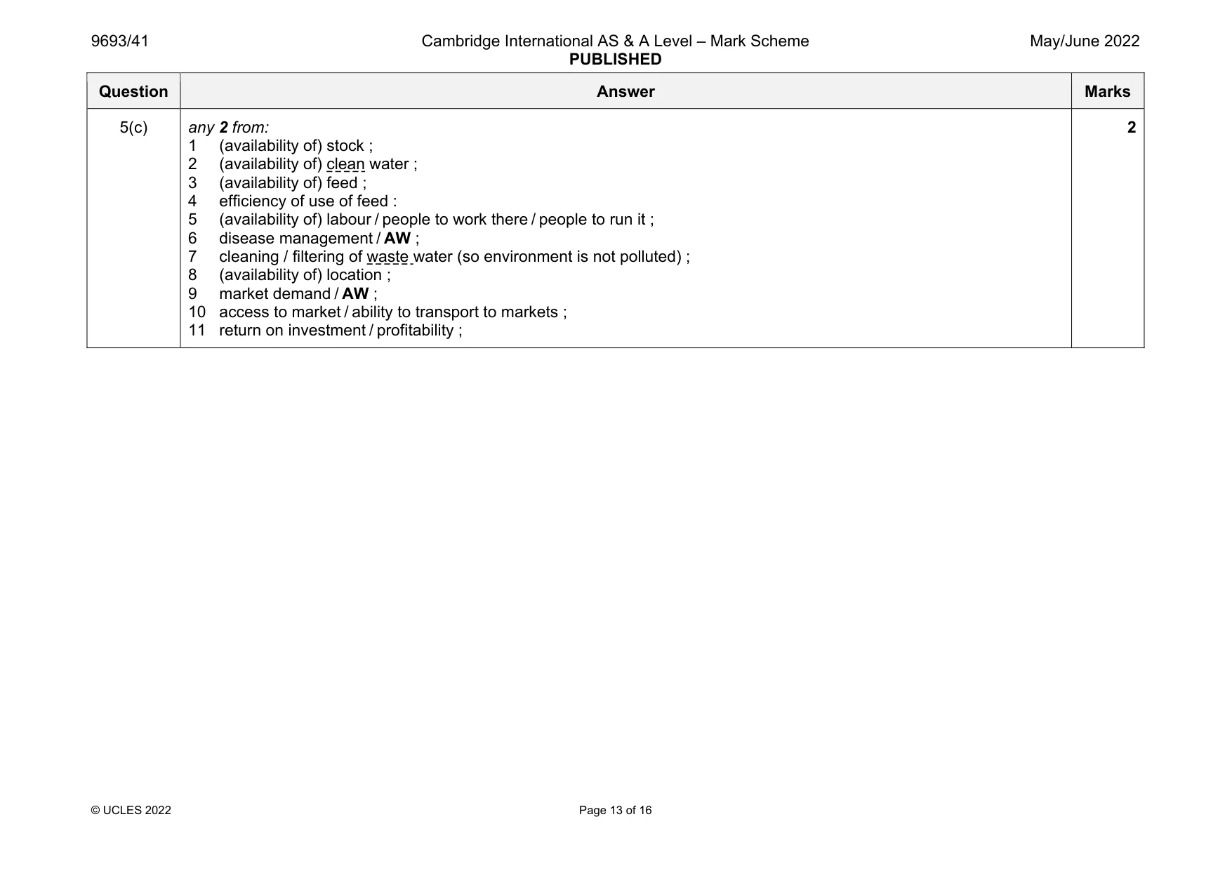 Mark scheme, page 13 of 16