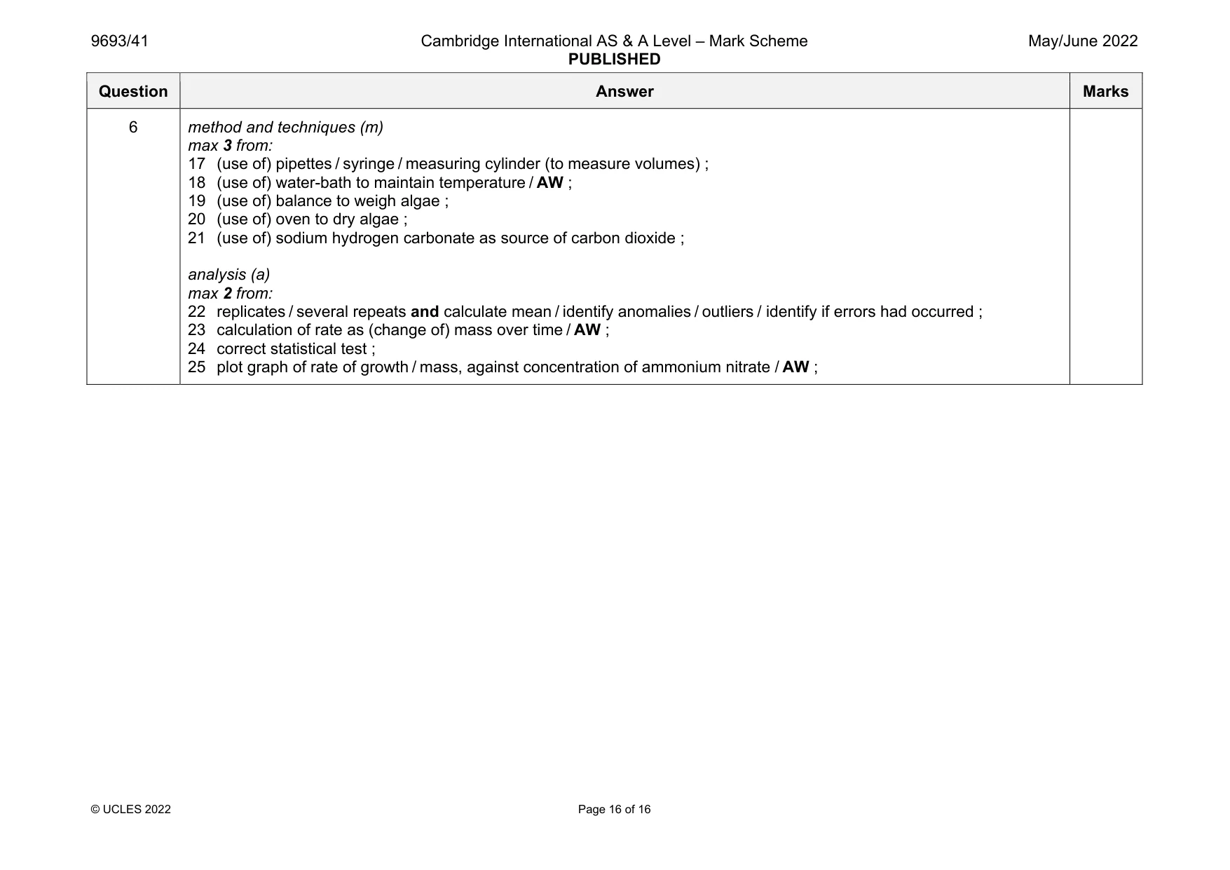 Mark scheme, page 16 of 16