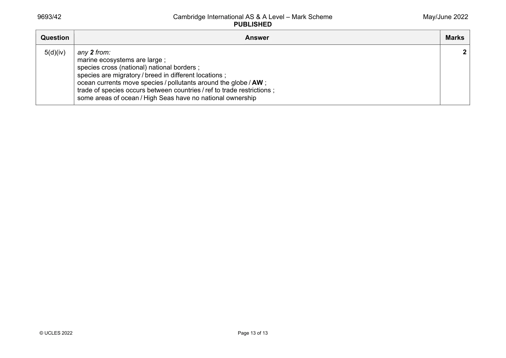 Mark scheme, page 13 of 13