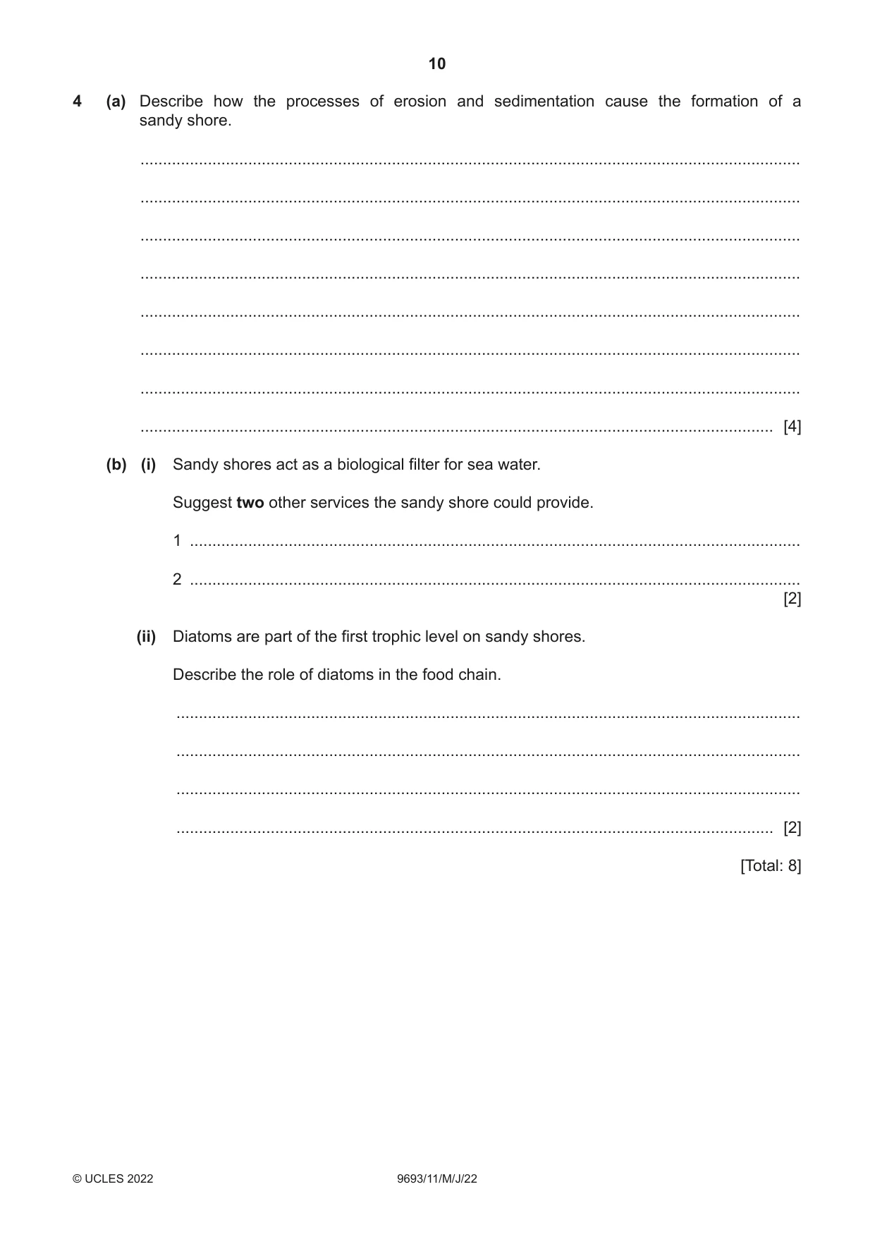 Cambridge A Level Marine Science 9693 2022 May/June Paper 1 · Variant 1 question paper, page 10 of 16