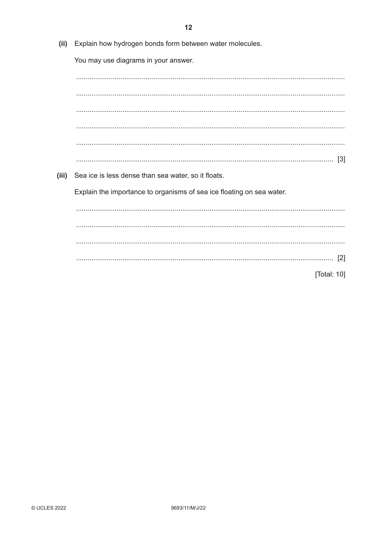 Cambridge A Level Marine Science 9693 2022 May/June Paper 1 · Variant 1 question paper, page 12 of 16
