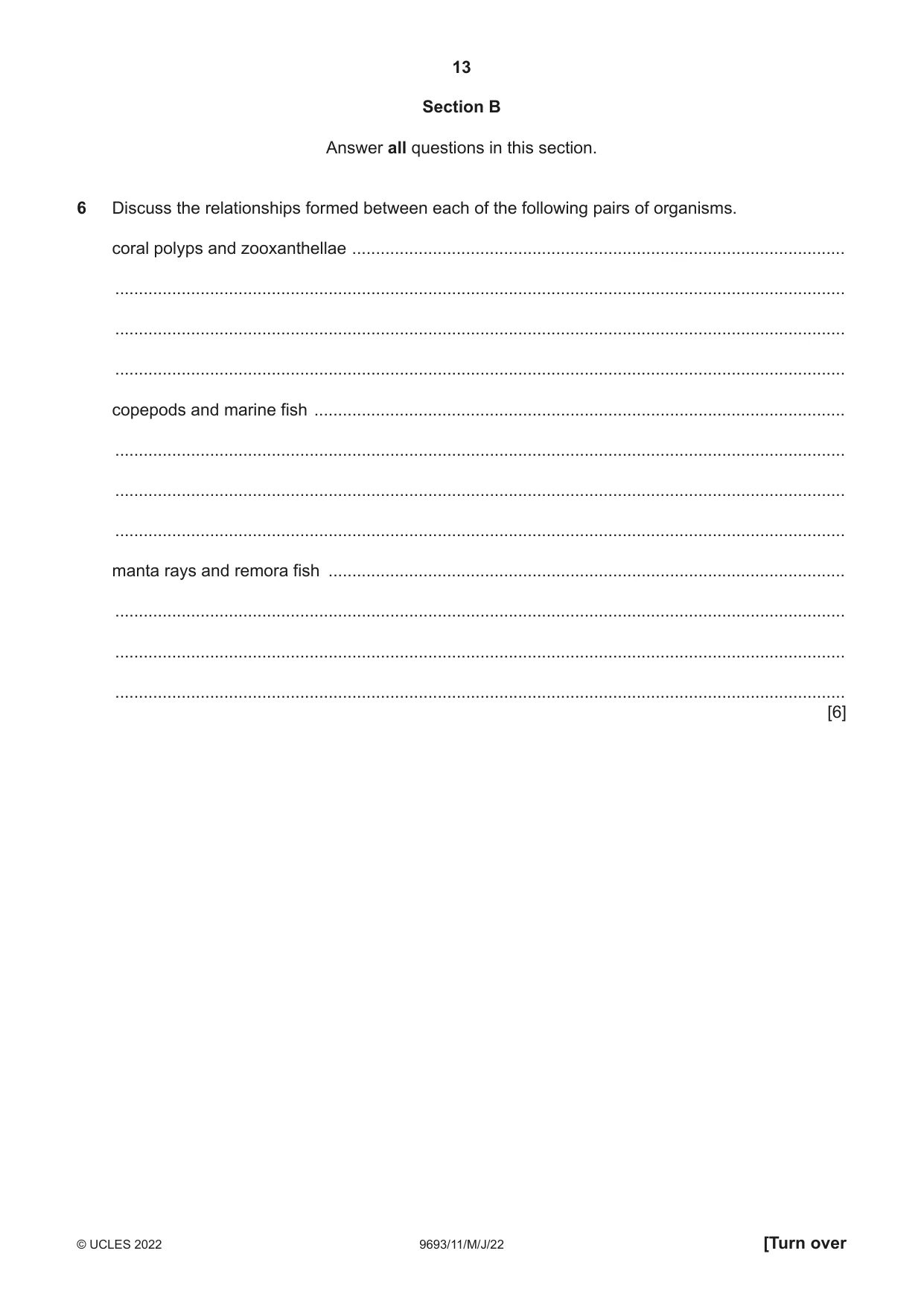 Cambridge A Level Marine Science 9693 2022 May/June Paper 1 · Variant 1 question paper, page 13 of 16