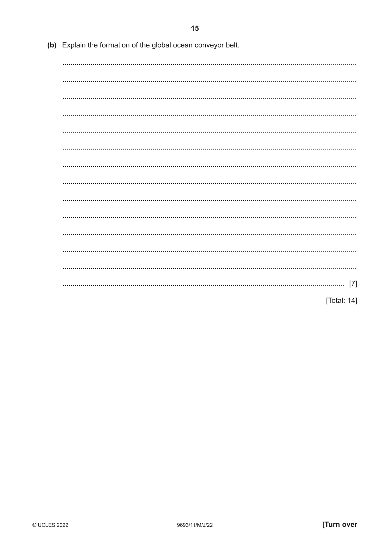 Cambridge A Level Marine Science 9693 2022 May/June Paper 1 · Variant 1 question paper, page 15 of 16