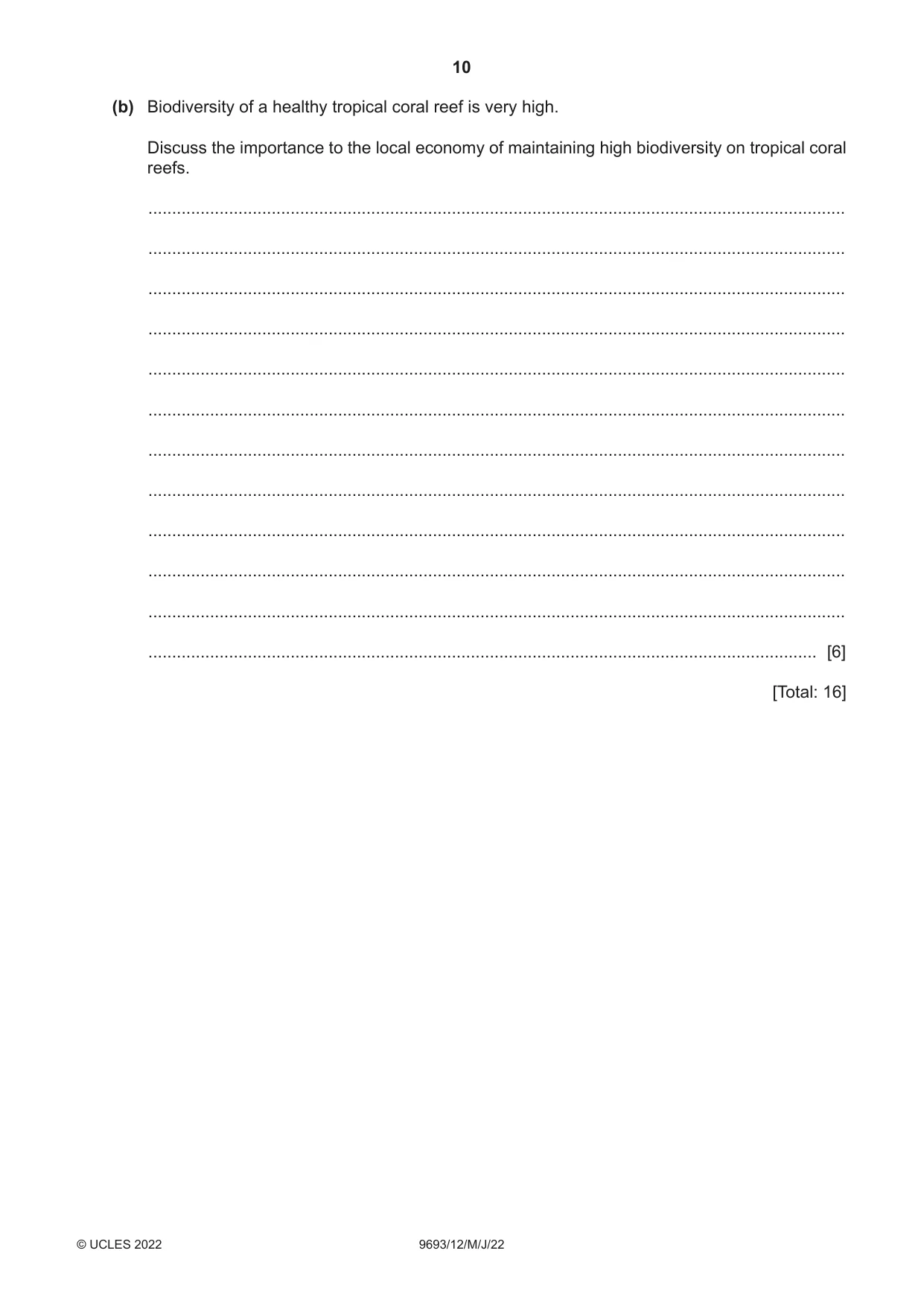 Cambridge A Level Marine Science 9693 2022 May/June Paper 1 · Variant 2 question paper, page 10 of 12