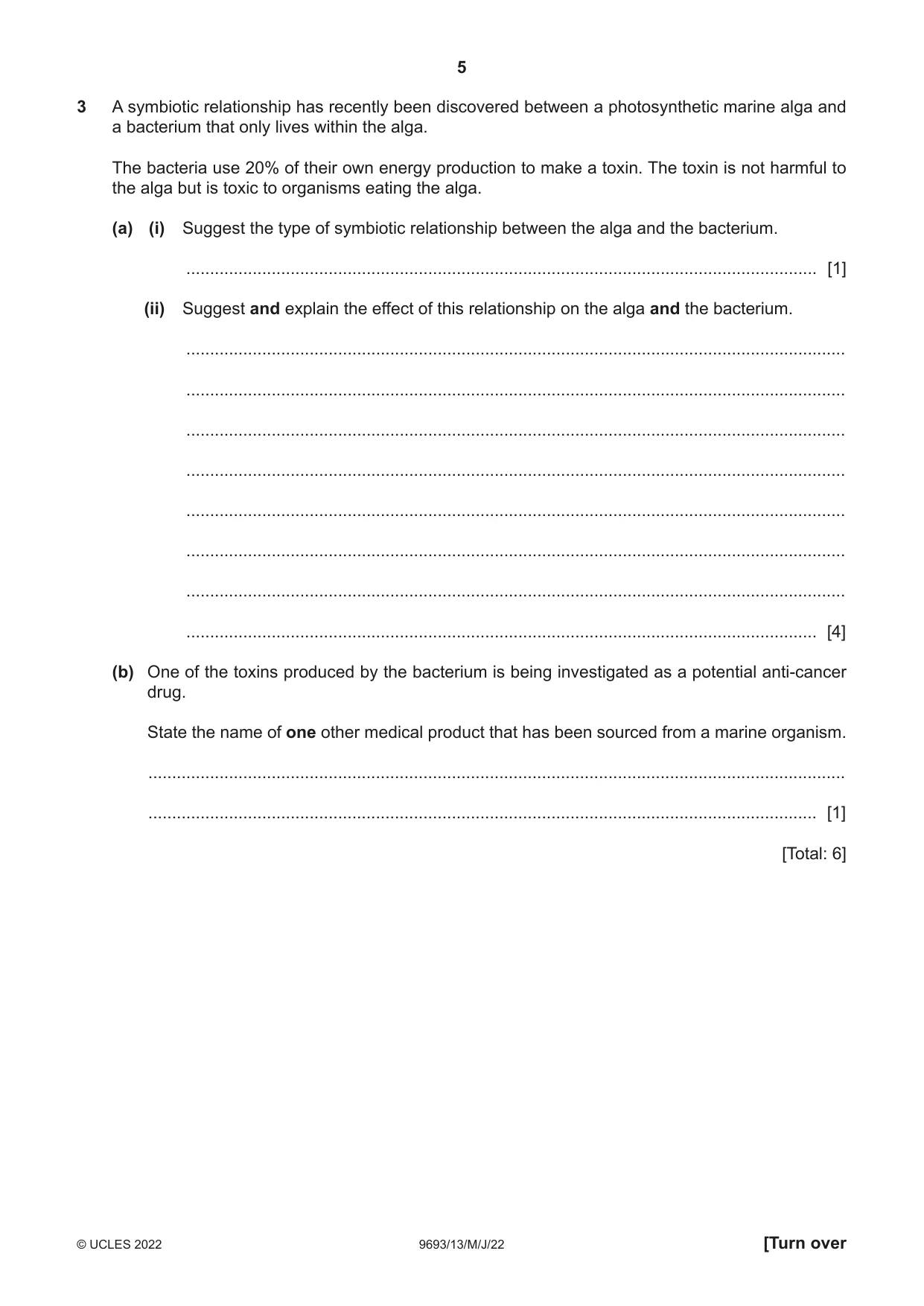 Cambridge A Level Marine Science 9693 2022 May/June Paper 1 · Variant 3 question paper, page 5 of 12