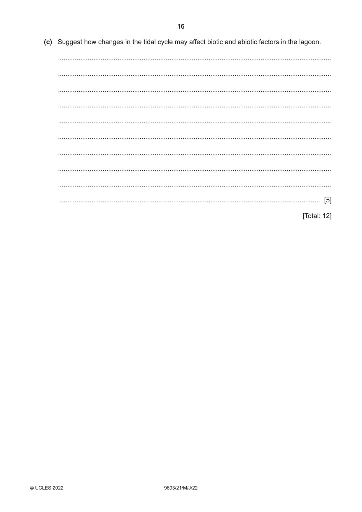 Cambridge A Level Marine Science 9693 2022 May/June Paper 2 · Variant 1 question paper, page 16 of 24