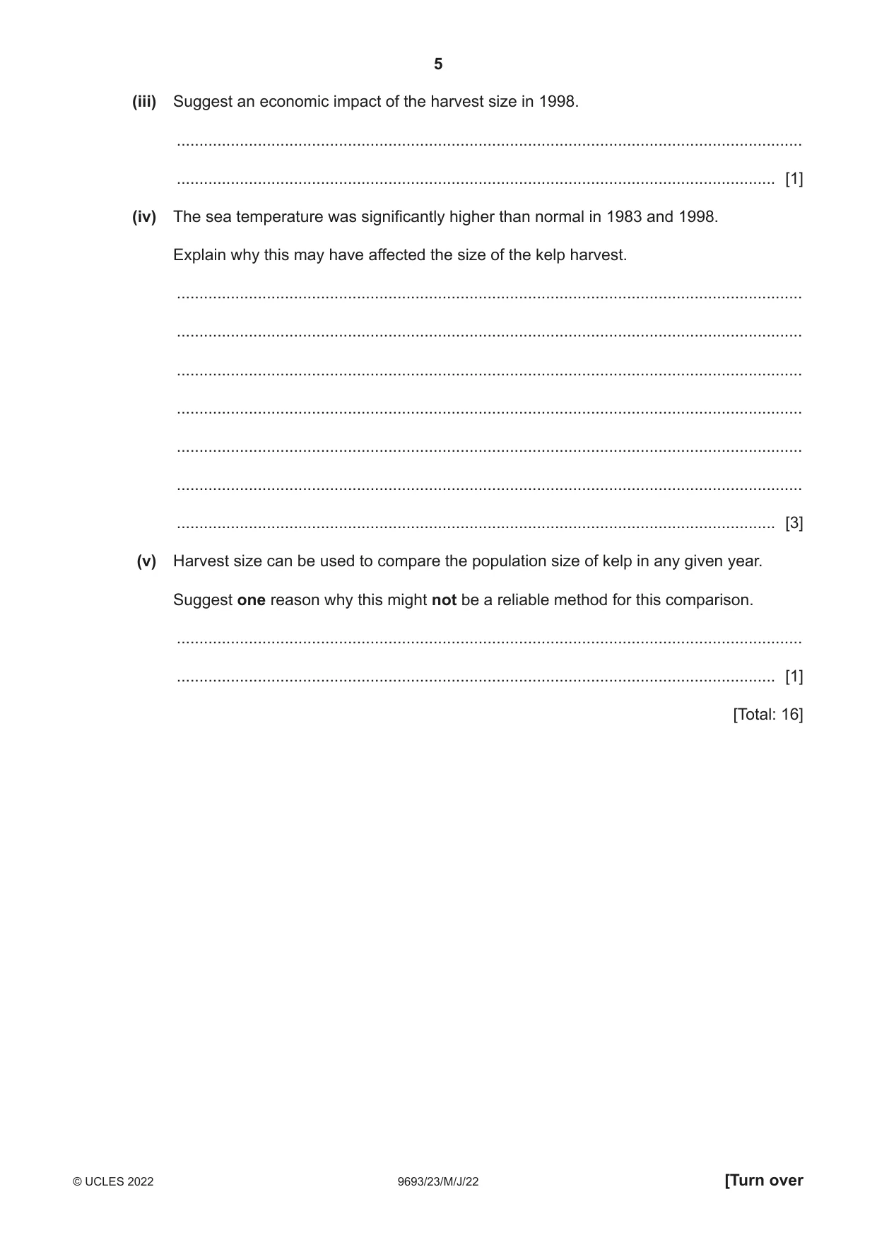Cambridge A Level Marine Science 9693 2022 May/June Paper 2 · Variant 3 question paper, page 5 of 24