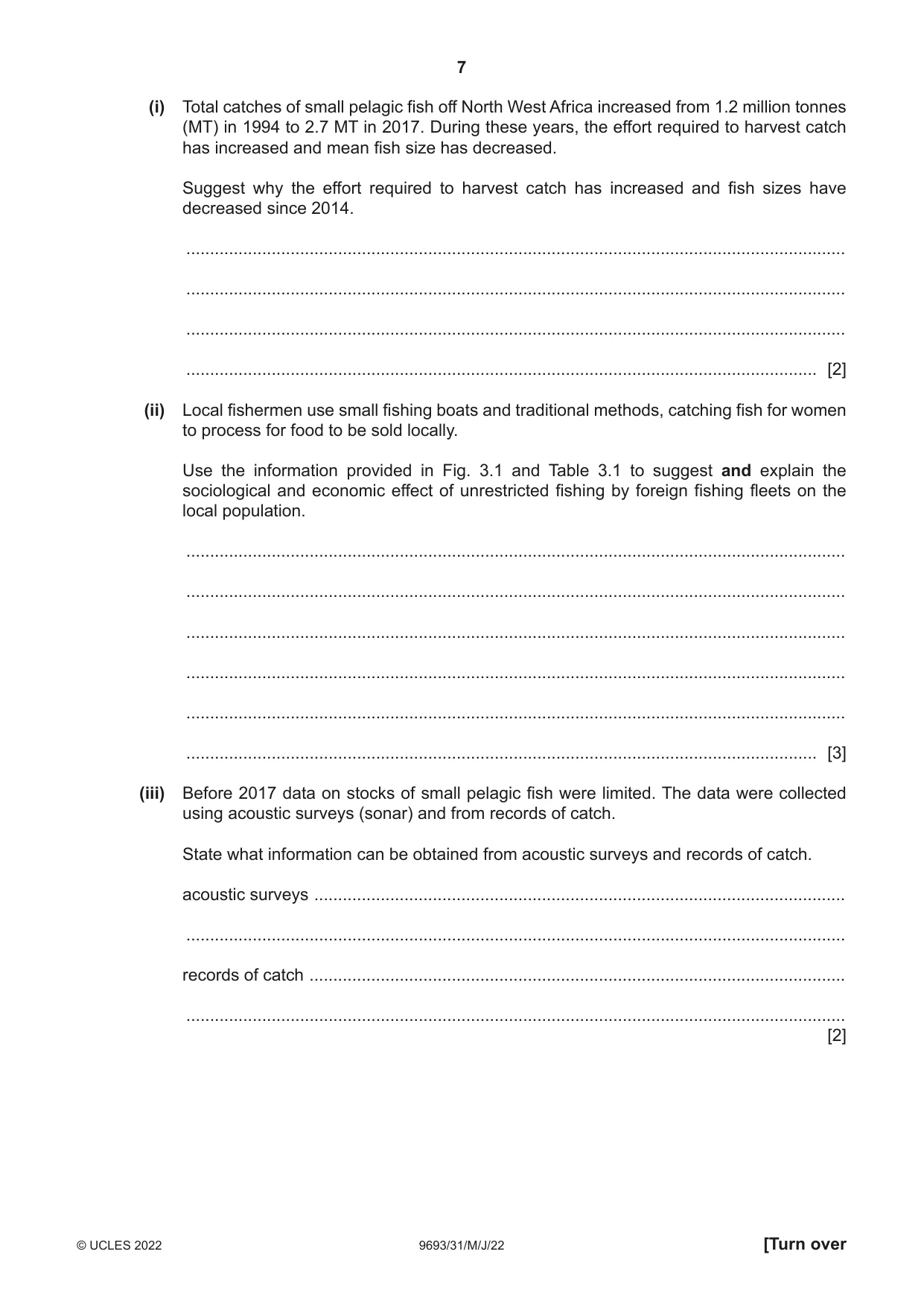 Cambridge A Level Marine Science 9693 2022 May/June Paper 3 · Variant 1 question paper, page 7 of 16