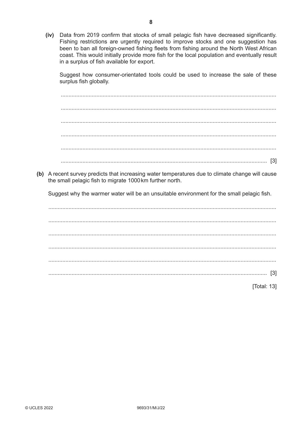 Cambridge A Level Marine Science 9693 2022 May/June Paper 3 · Variant 1 question paper, page 8 of 16