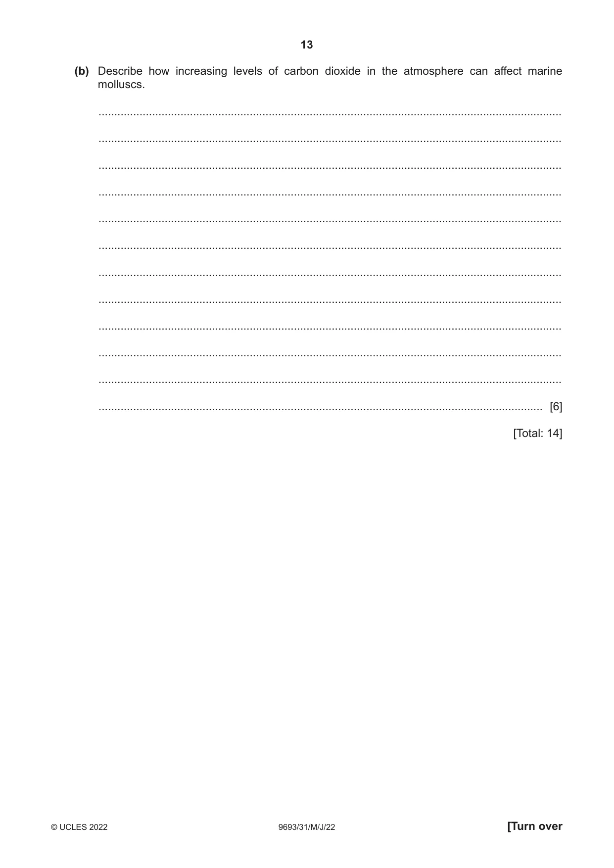 Cambridge A Level Marine Science 9693 2022 May/June Paper 3 · Variant 1 question paper, page 13 of 16