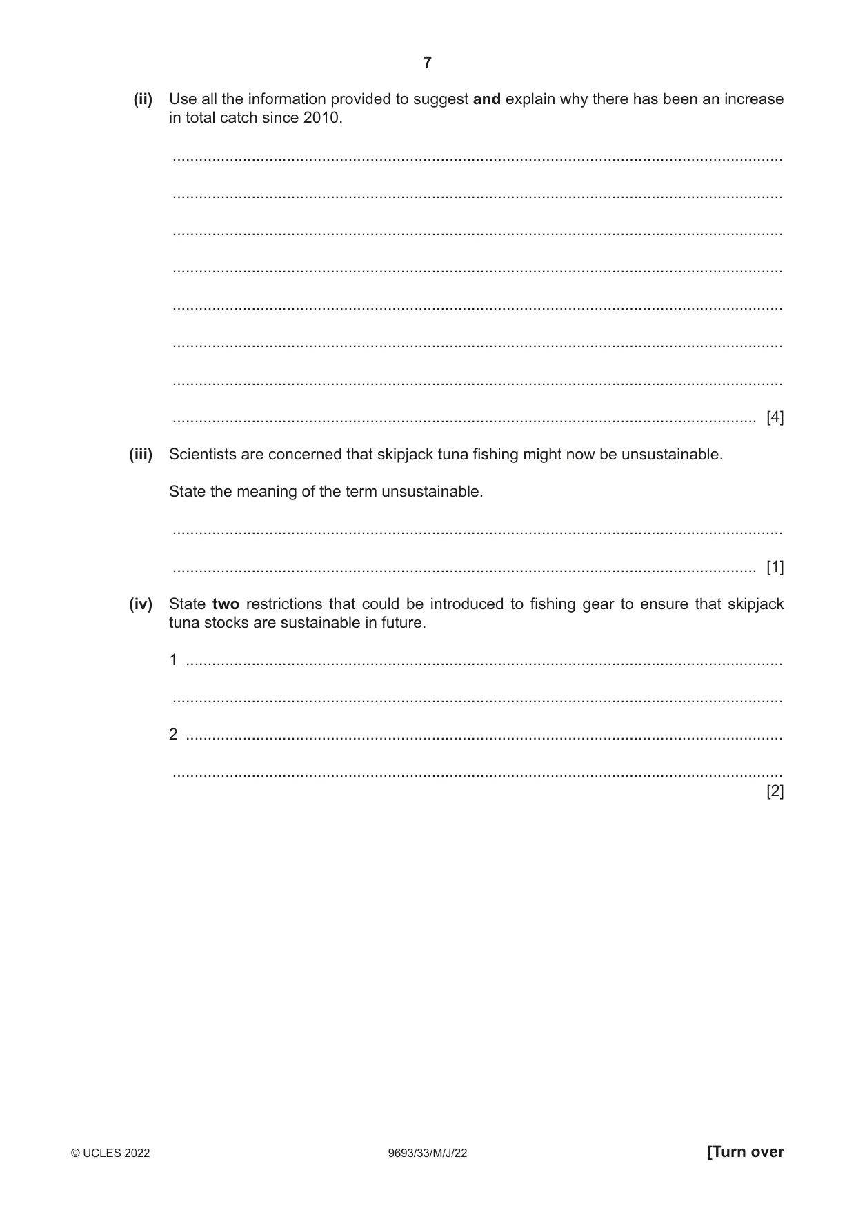 Cambridge A Level Marine Science 9693 2022 May/June Paper 3 · Variant 3 question paper, page 7 of 16