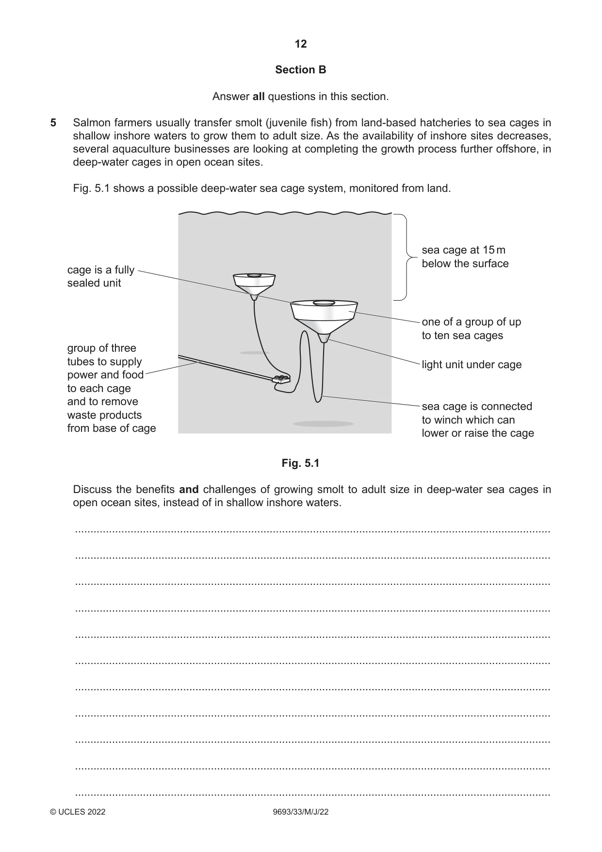 Cambridge A Level Marine Science 9693 2022 May/June Paper 3 · Variant 3 question paper, page 12 of 16